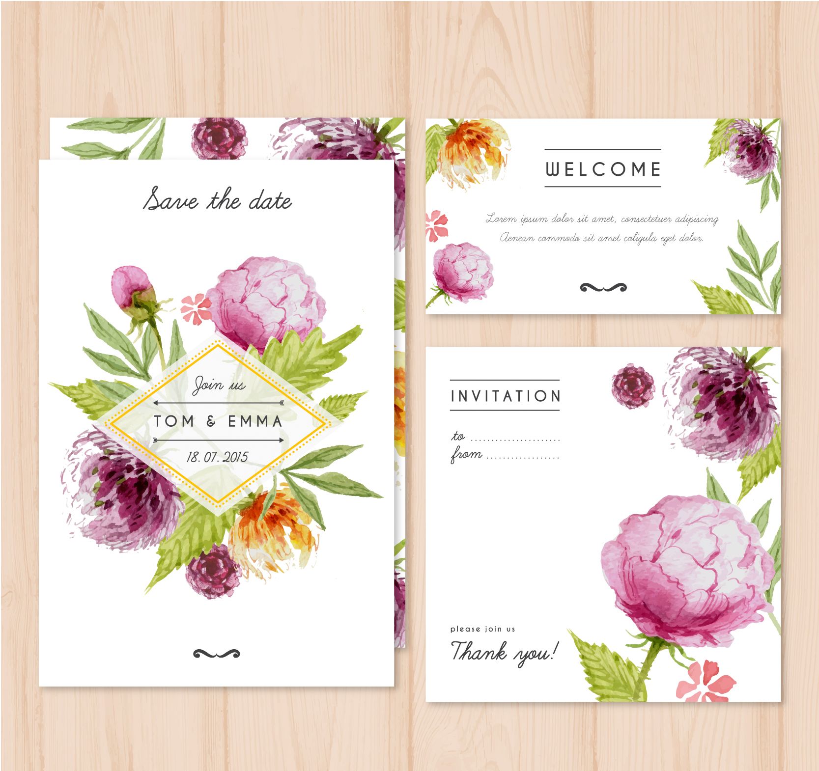 Beautiful peony theme. Wording and sizes is fully customizable ...