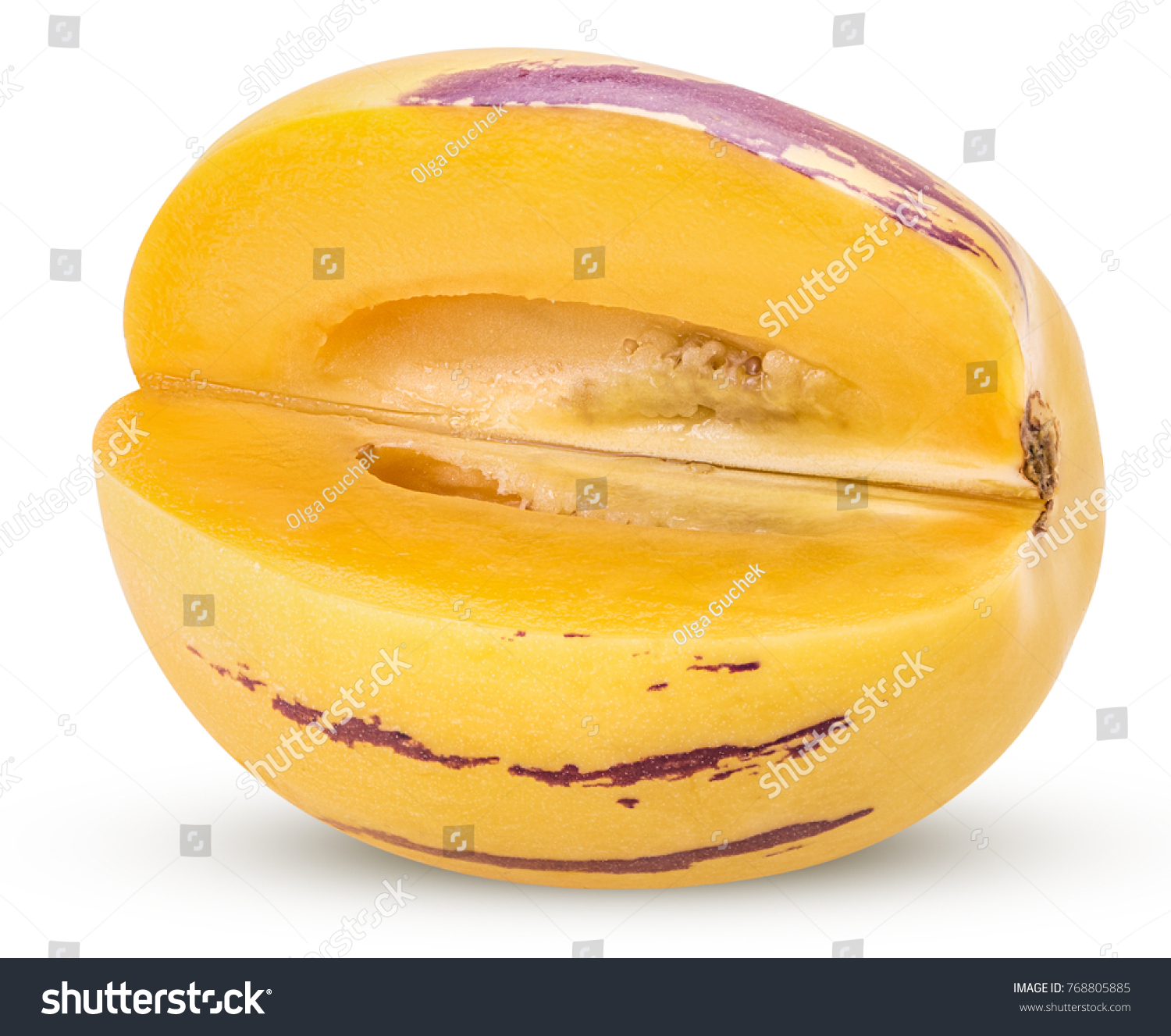 Pepino Melon Fruit Three Quarters Isolated Stock Photo (100% Legal ...