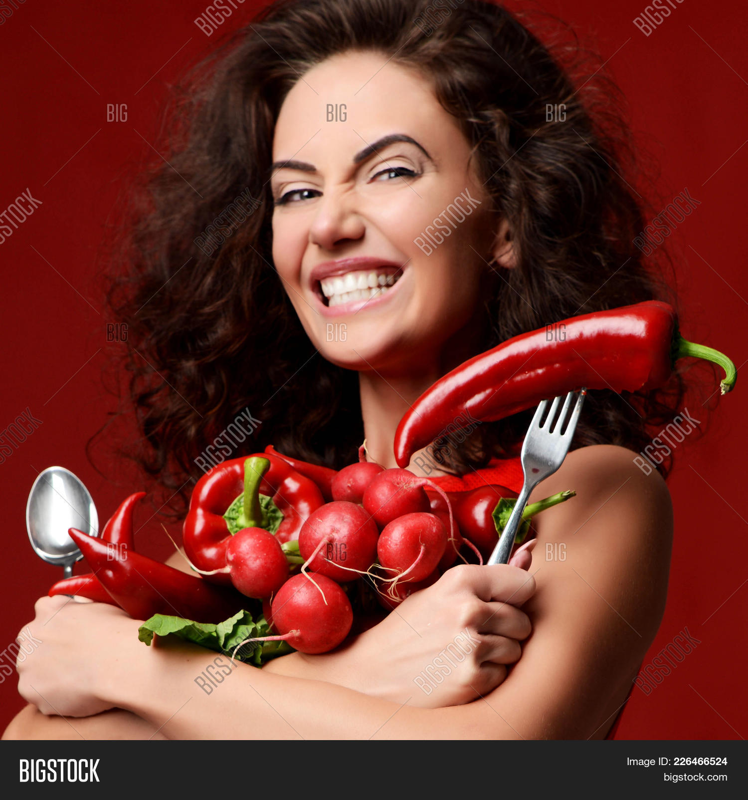 Pretty Young Woman Posing Fresh Red Image & Photo | Bigstock