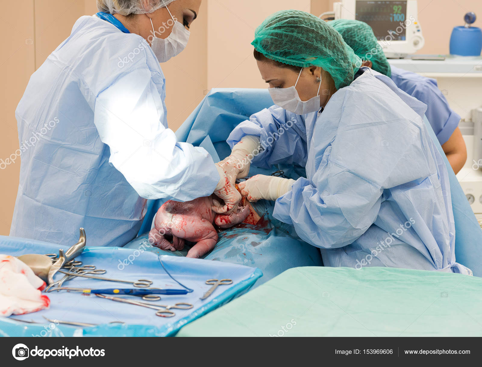 Surgical team performing surgery operation. Doctor performing s ...