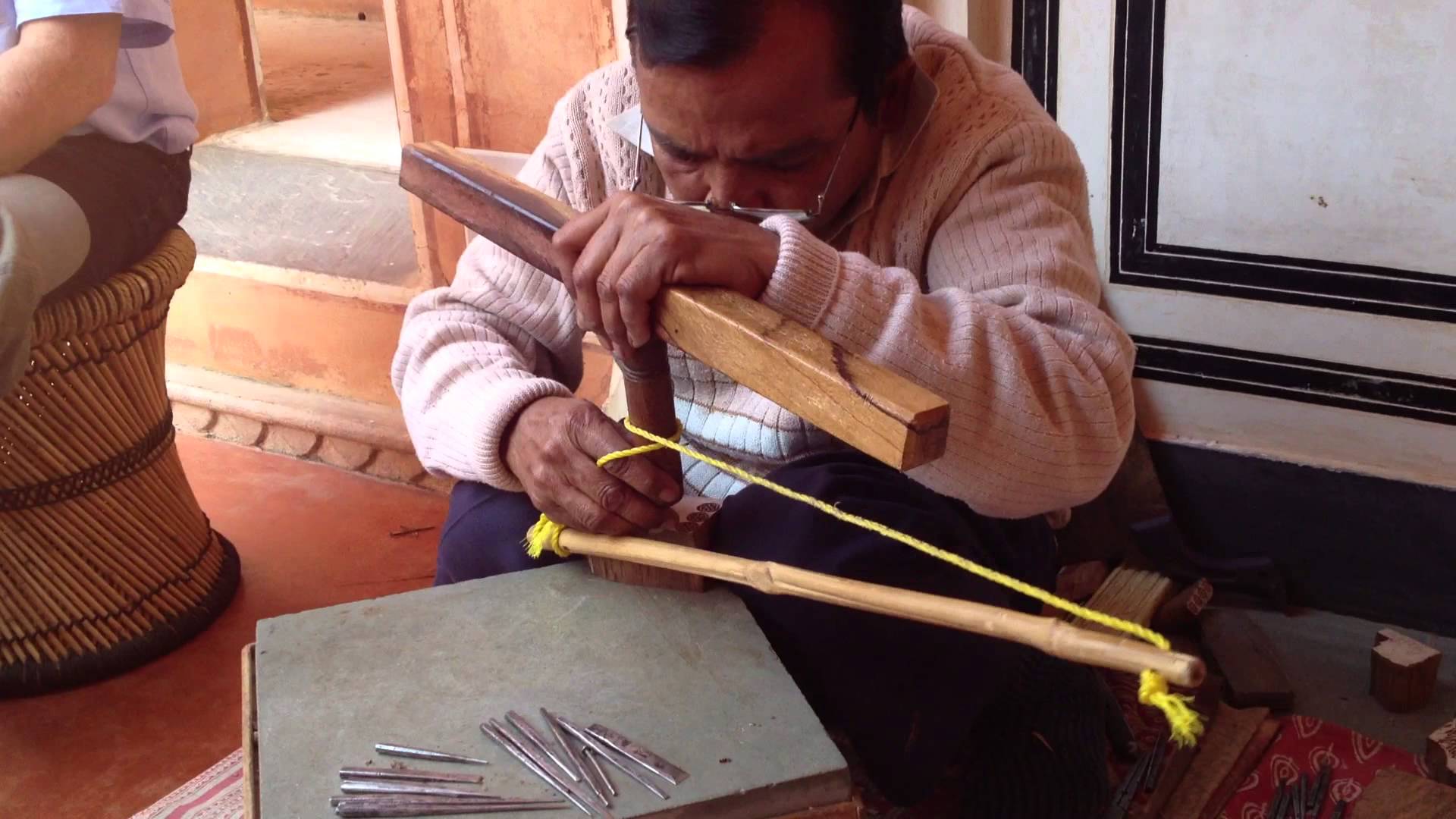 Hand-carving a wooden textile stamp, India - YouTube