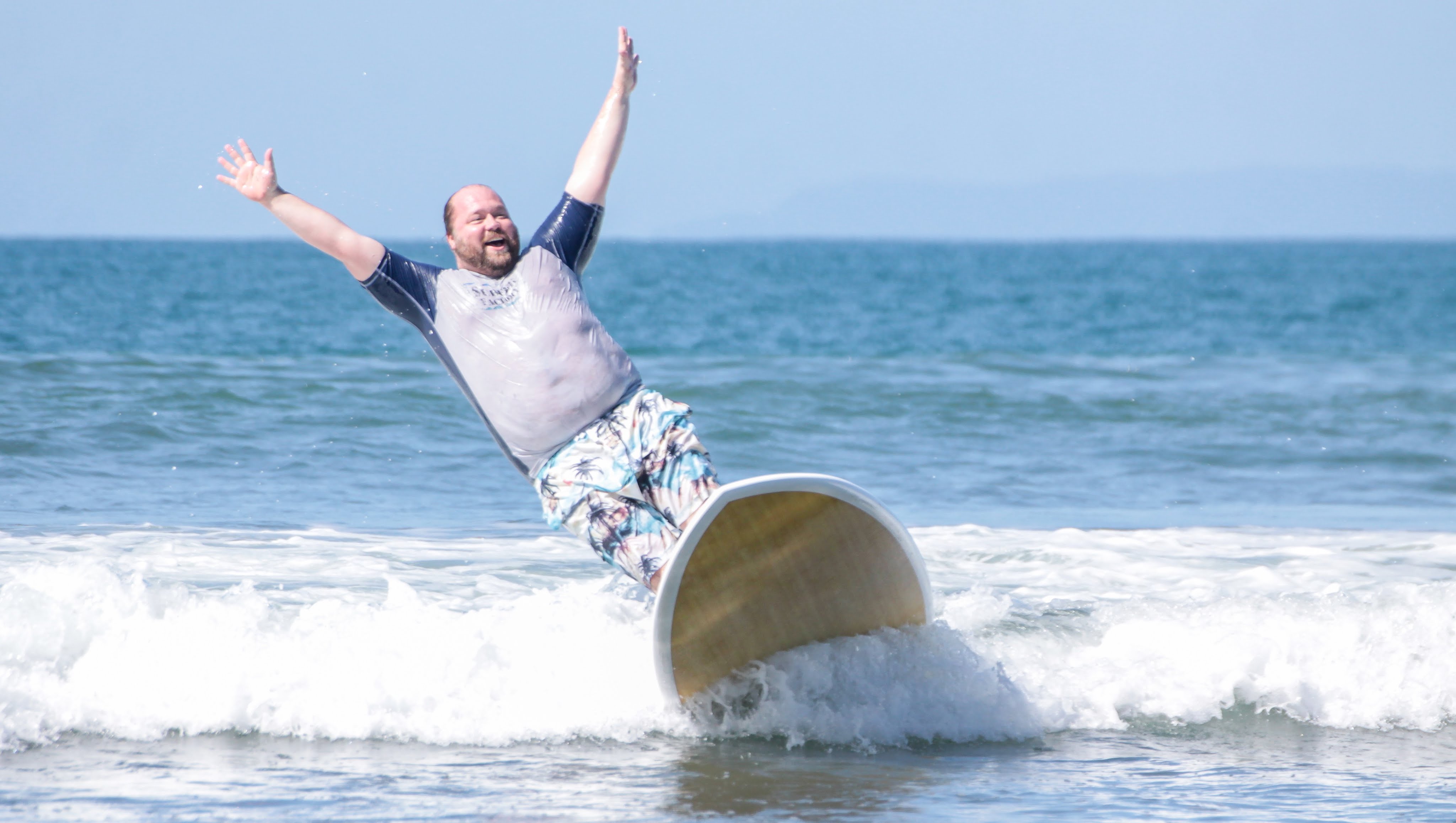 Fat Man Learning to Surf - Happiness is Surfing in Costa Rica - YouTube