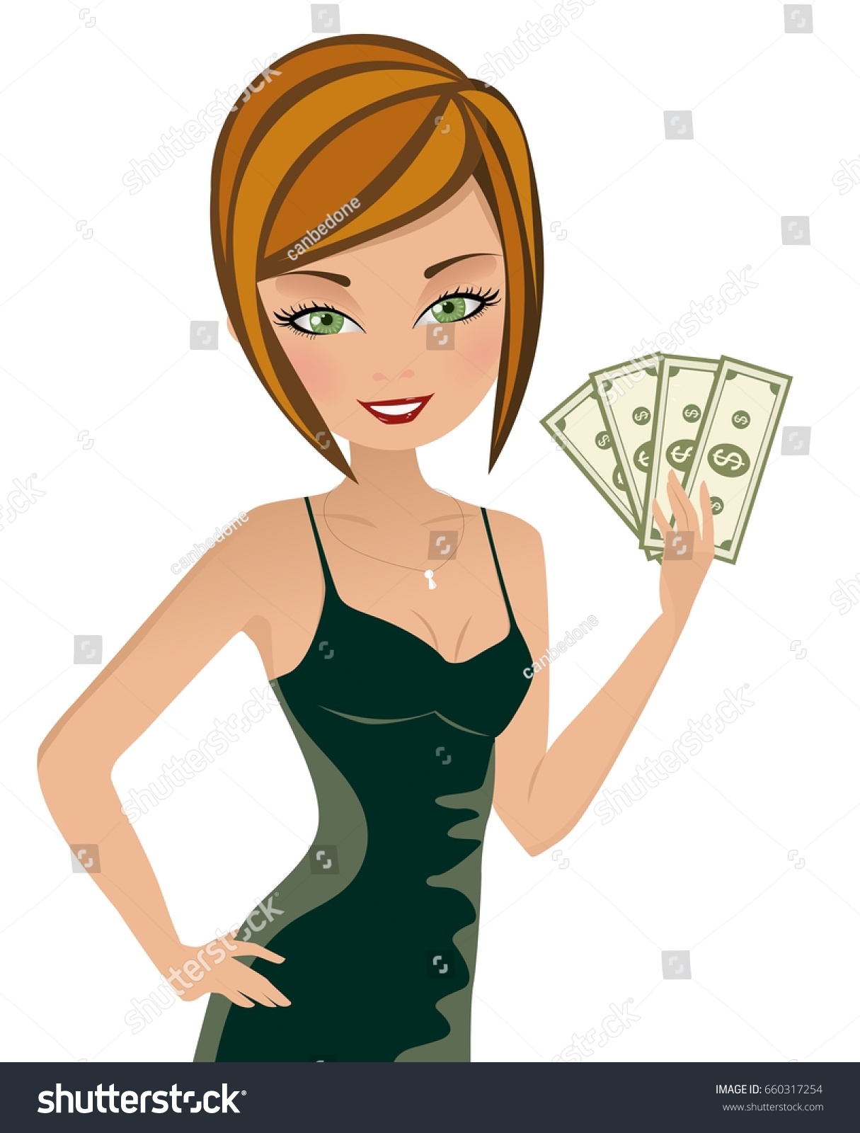 Smart Caucasian Woman Holding Banknotes American Stock Vector (2018 ...