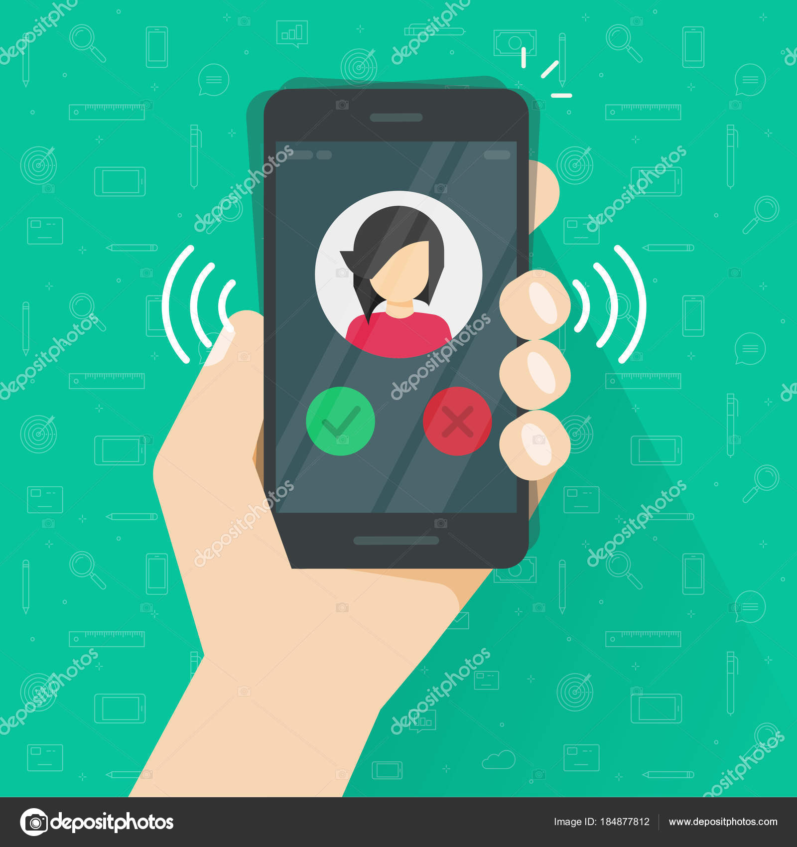 Smartphone or mobile phone ringing or calling vector illustration ...