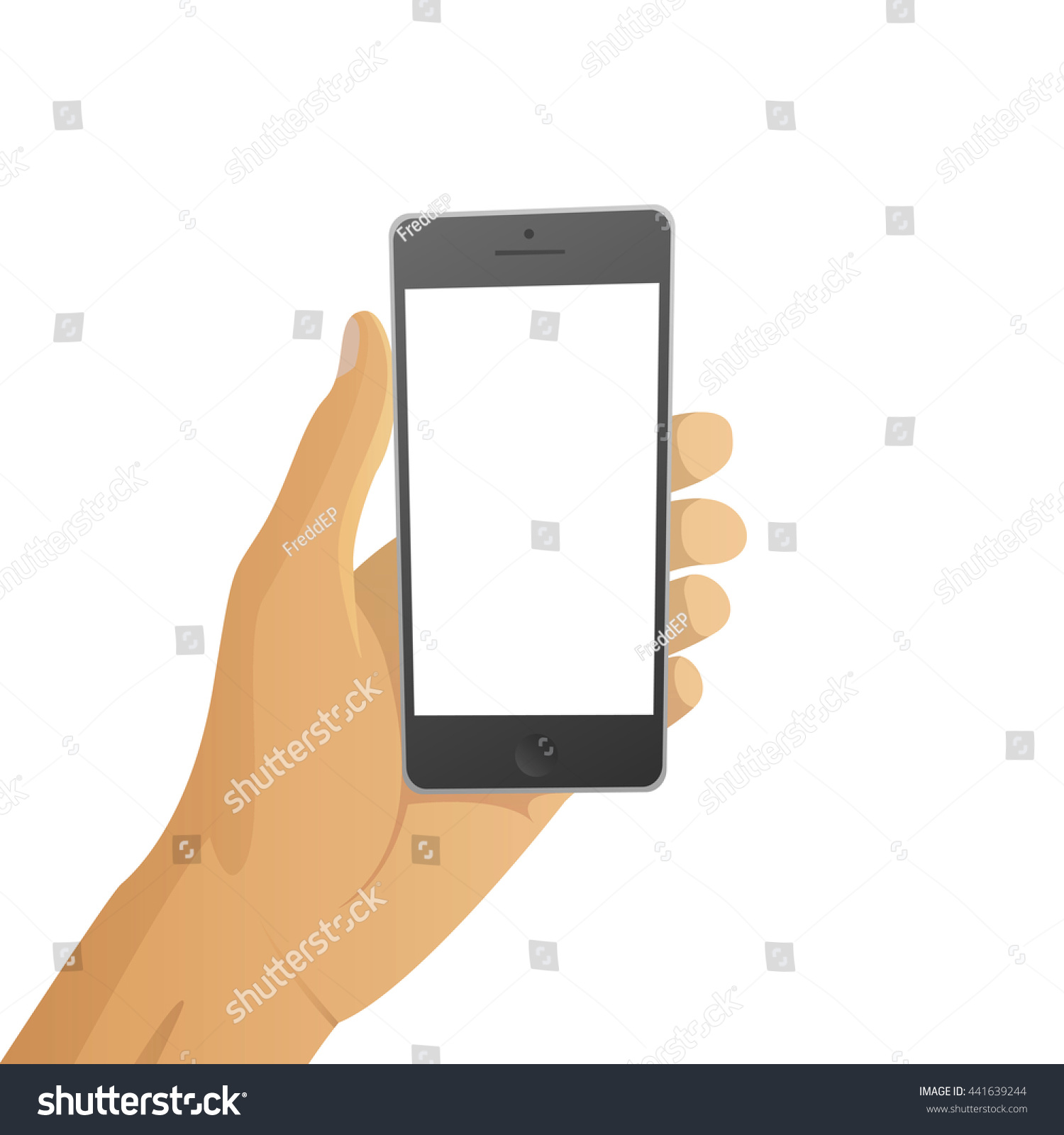 Isolated Man Hand Holding Mobile Phone Stock Vector (2018) 441639244 ...