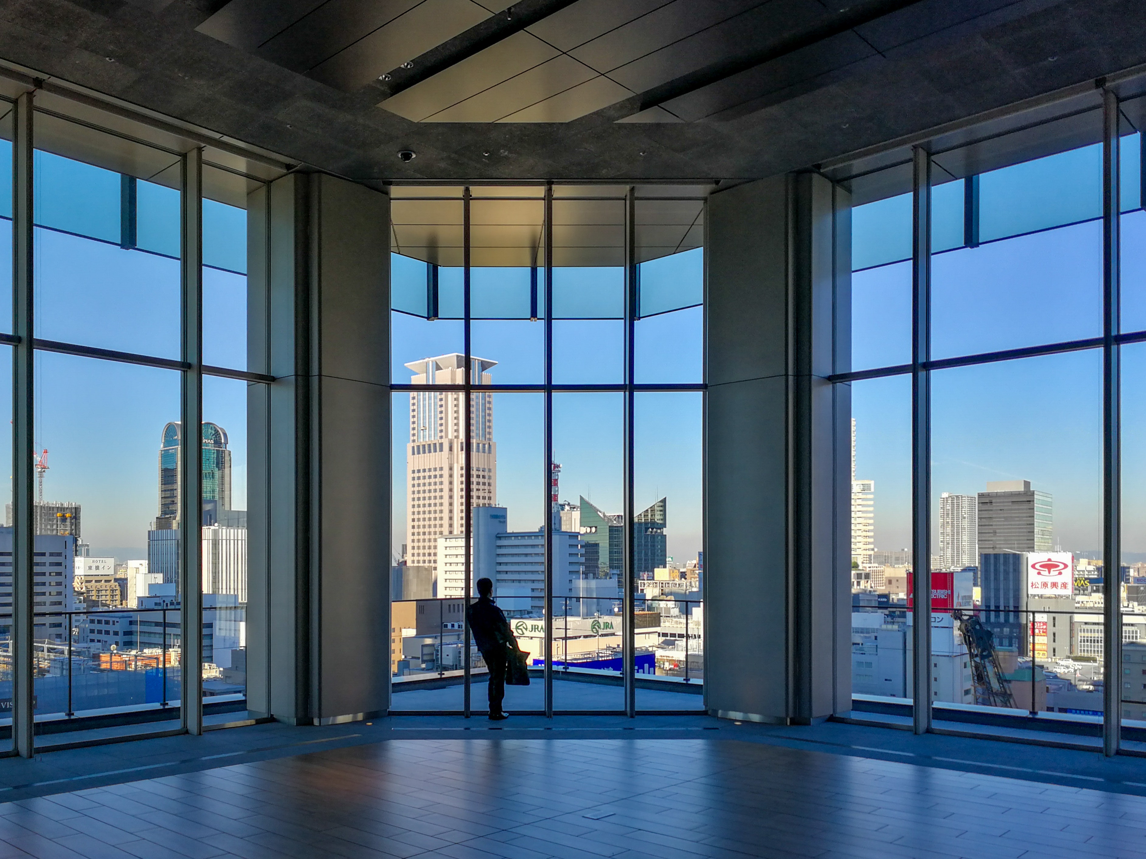 Person Inside Clear Glass Room, Architecture, Blue sky, Buildings, Ceiling, HQ Photo