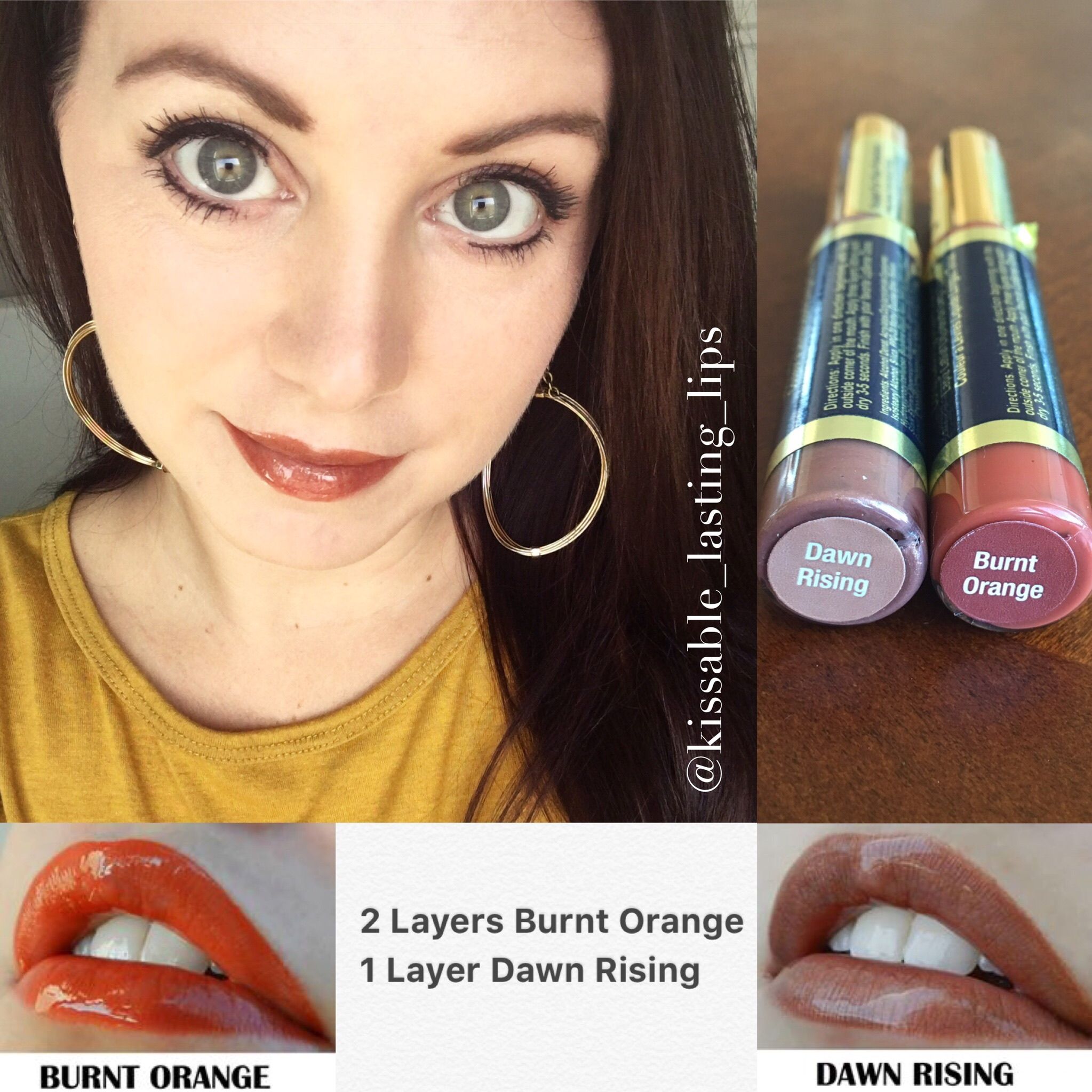 Burnt Orange & Dawn Rising LipSense Colors LipSense Selfies brown ...