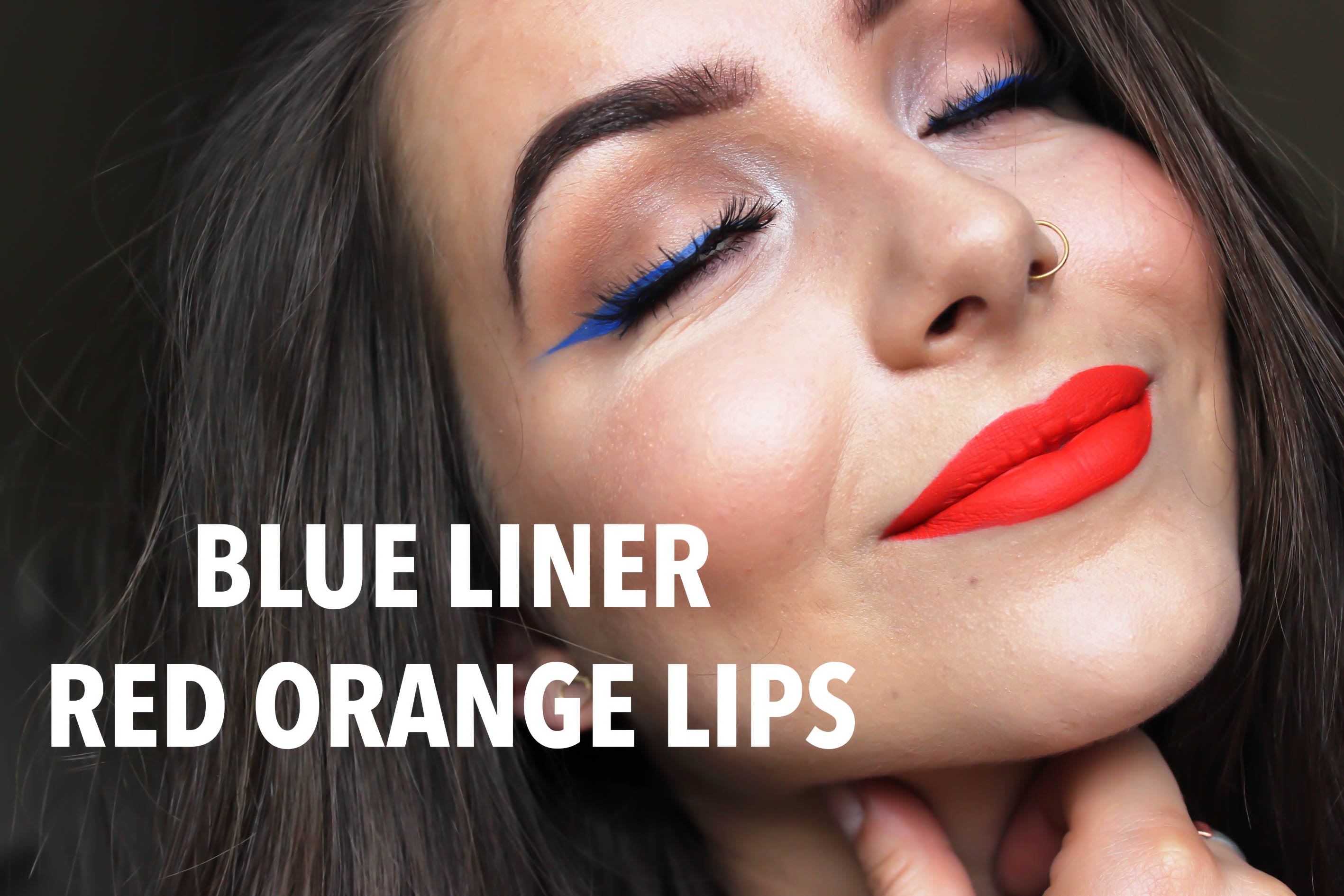 COBALT BLUE LINER & RED/ORANGE LIPS MAKEUP TUTORIAL - YouTube