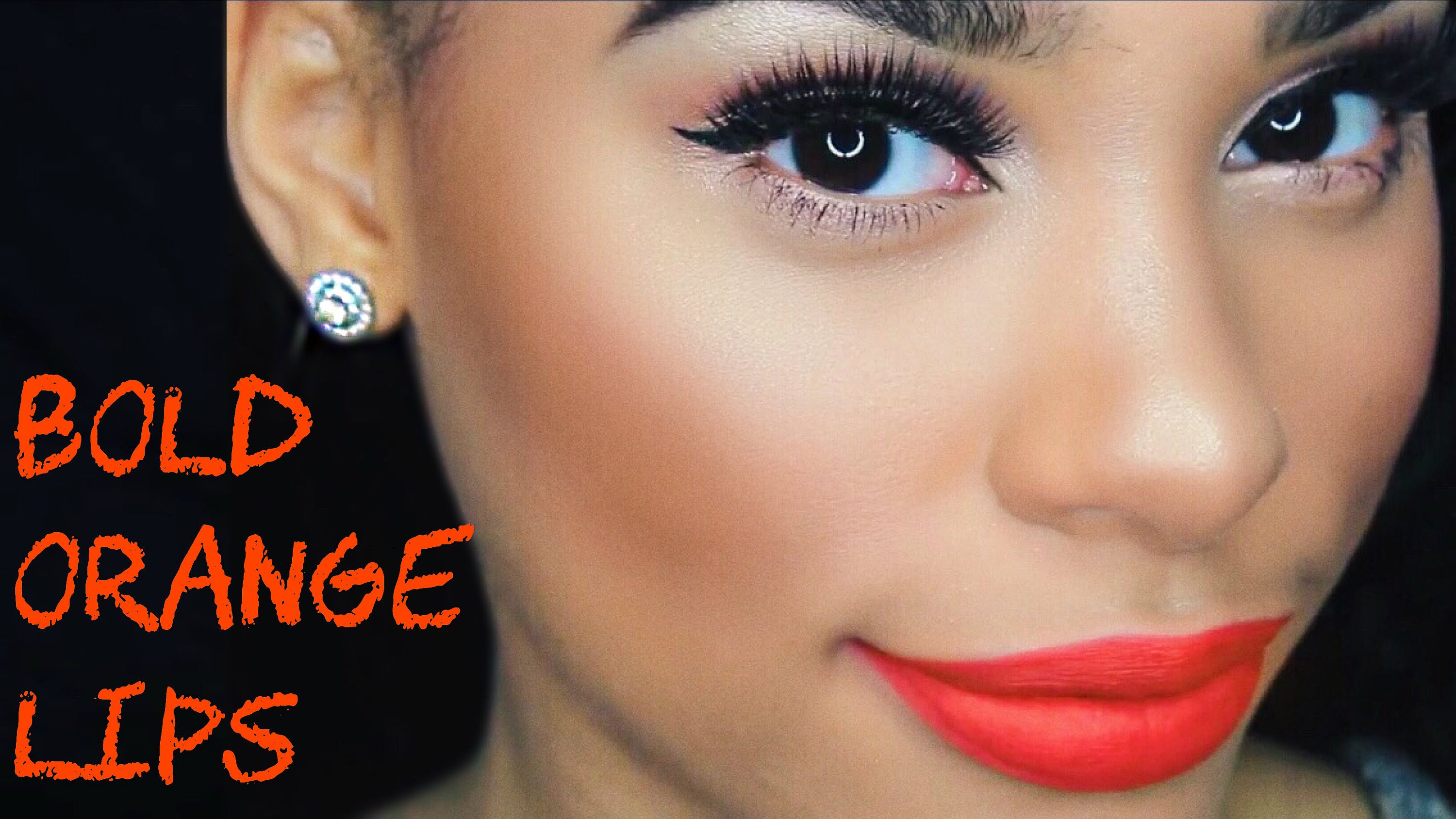 Subtle Cat Eye & Bold Neon Orange Lips - YouTube