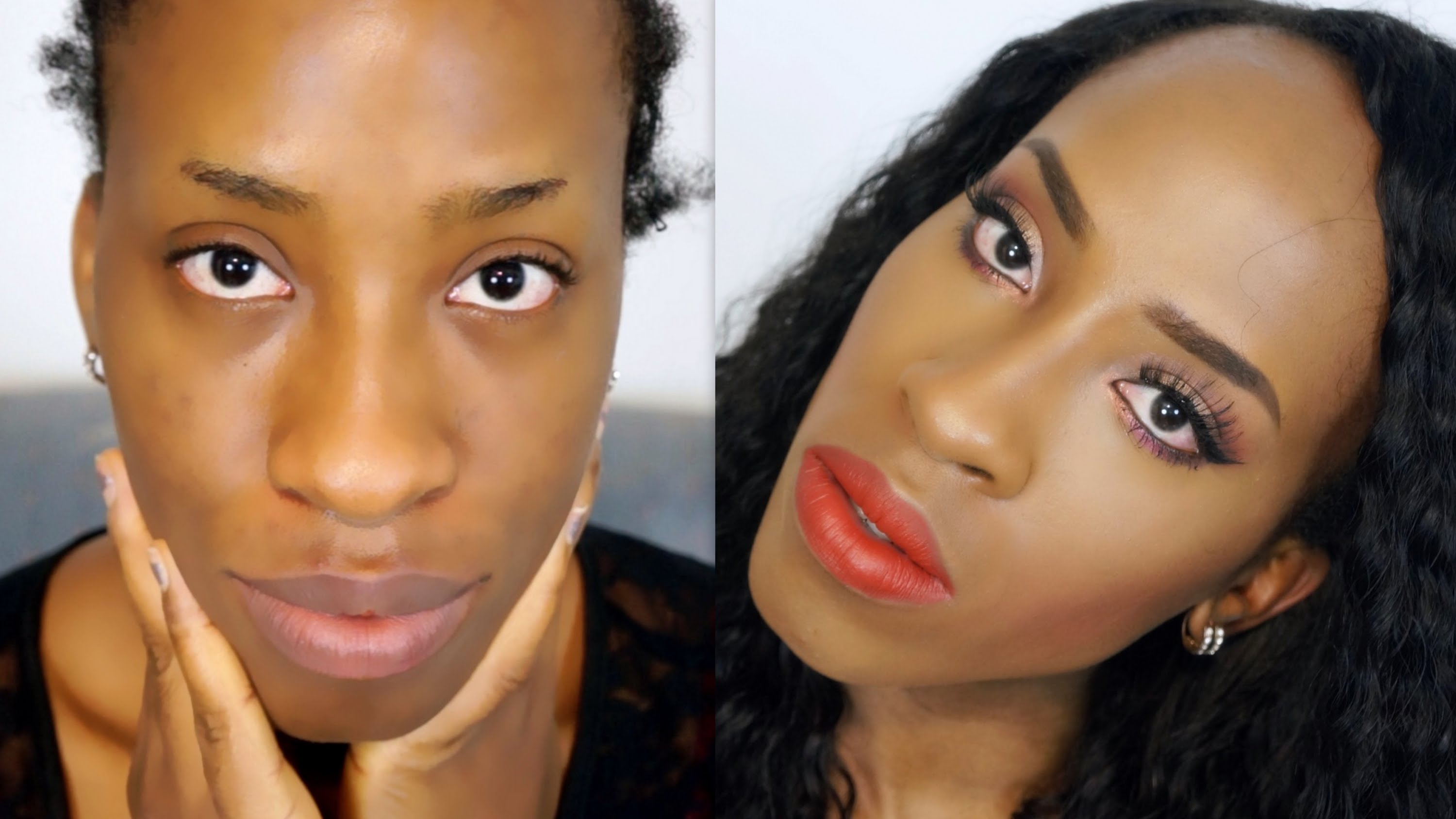 Peach Eyes and Orange lips Makeup Tutorial for Black Women - YouTube