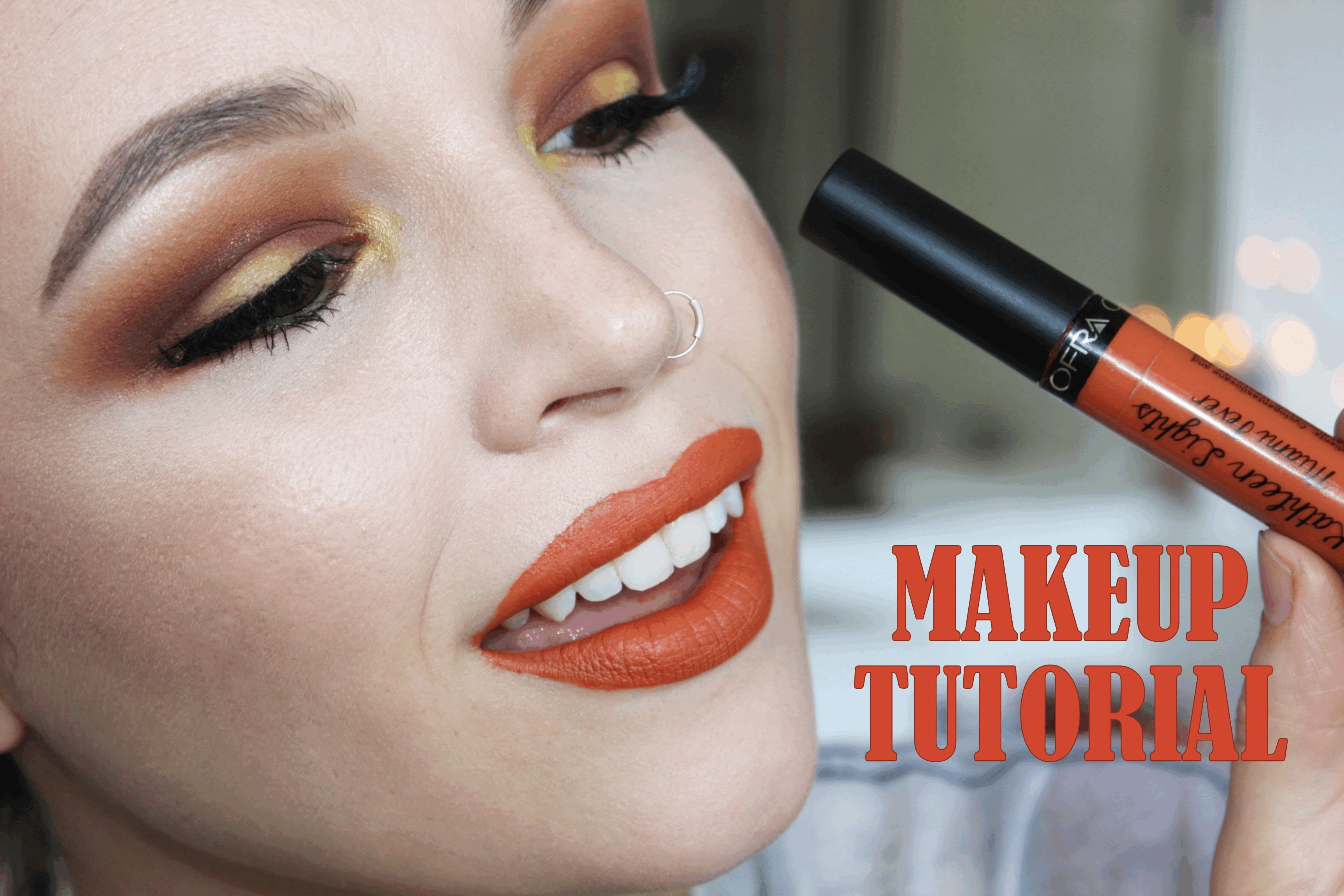 Orange Fall Makeup Tutorial | Ofra Liquid Lipstick Review | Jaclyn ...