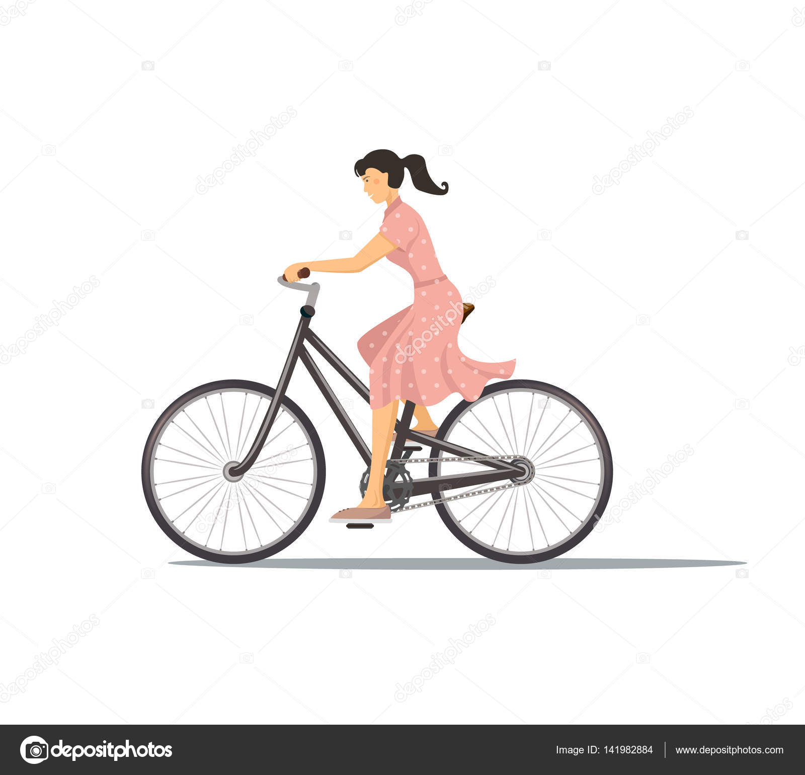 The icon of cyclist. The woman is riding the bike. Everyday ...