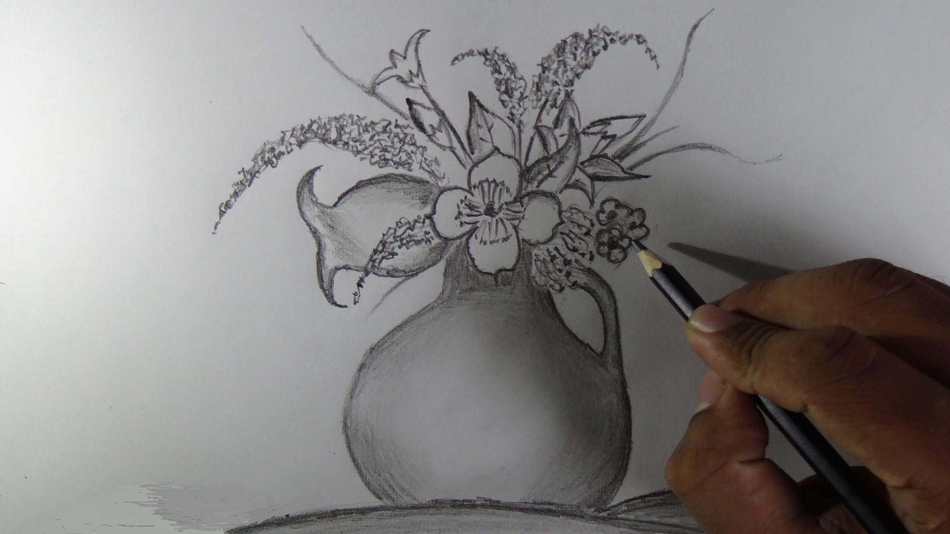 How to draw a flower vase - Pencil drawing - YouTube