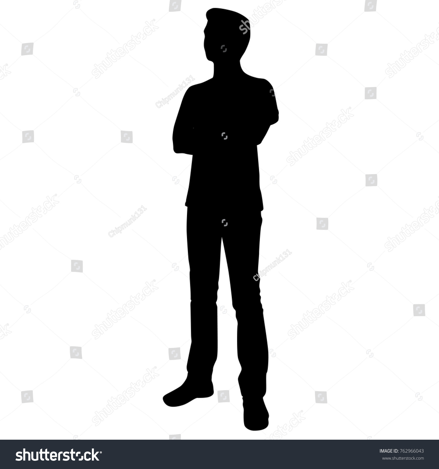 Vector Silhouette Man Standing People Black Stock Photo (Photo ...
