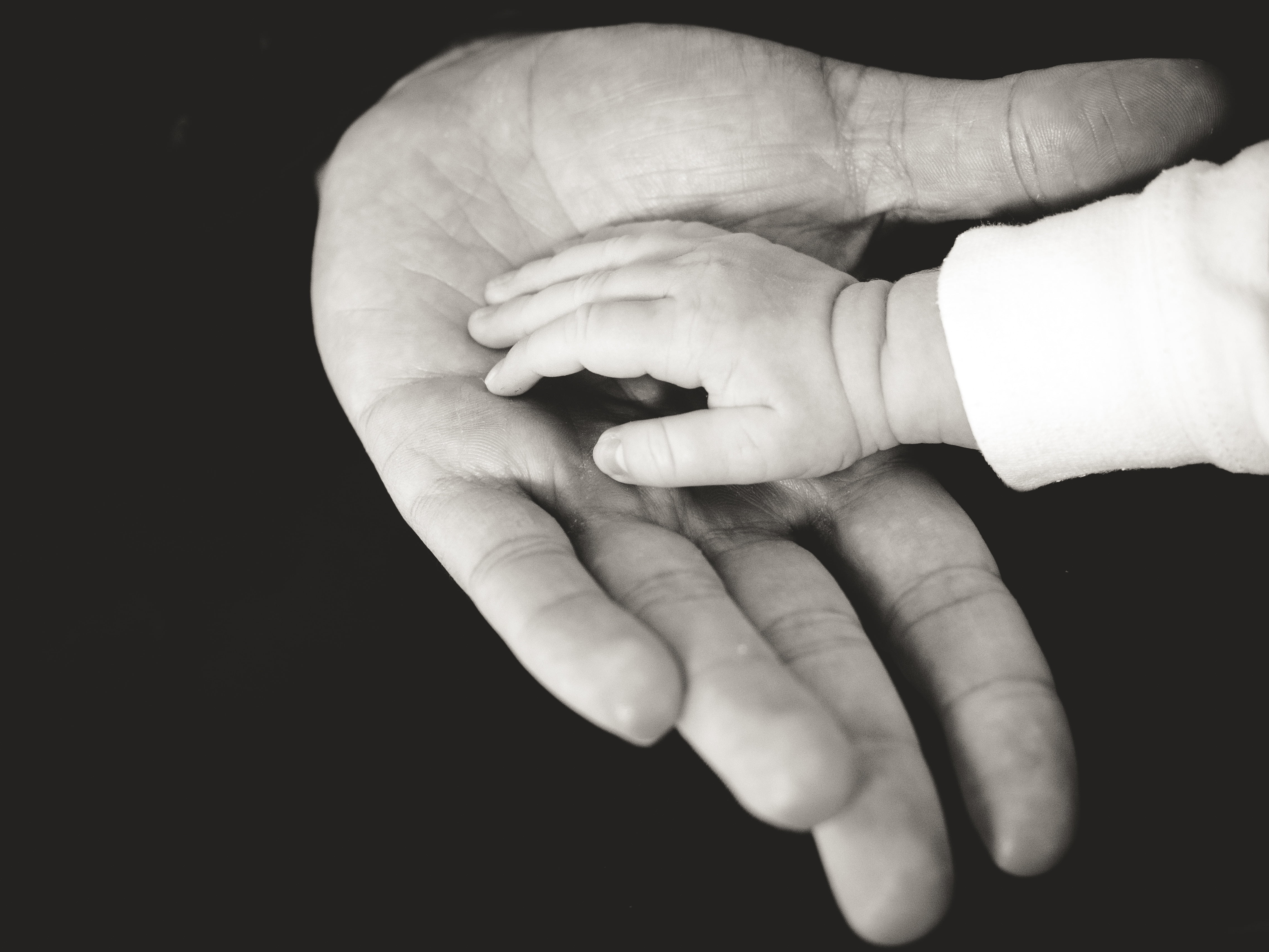 Grayscale photo of boy and person's hand HD wallpaper | Wallpaper Flare