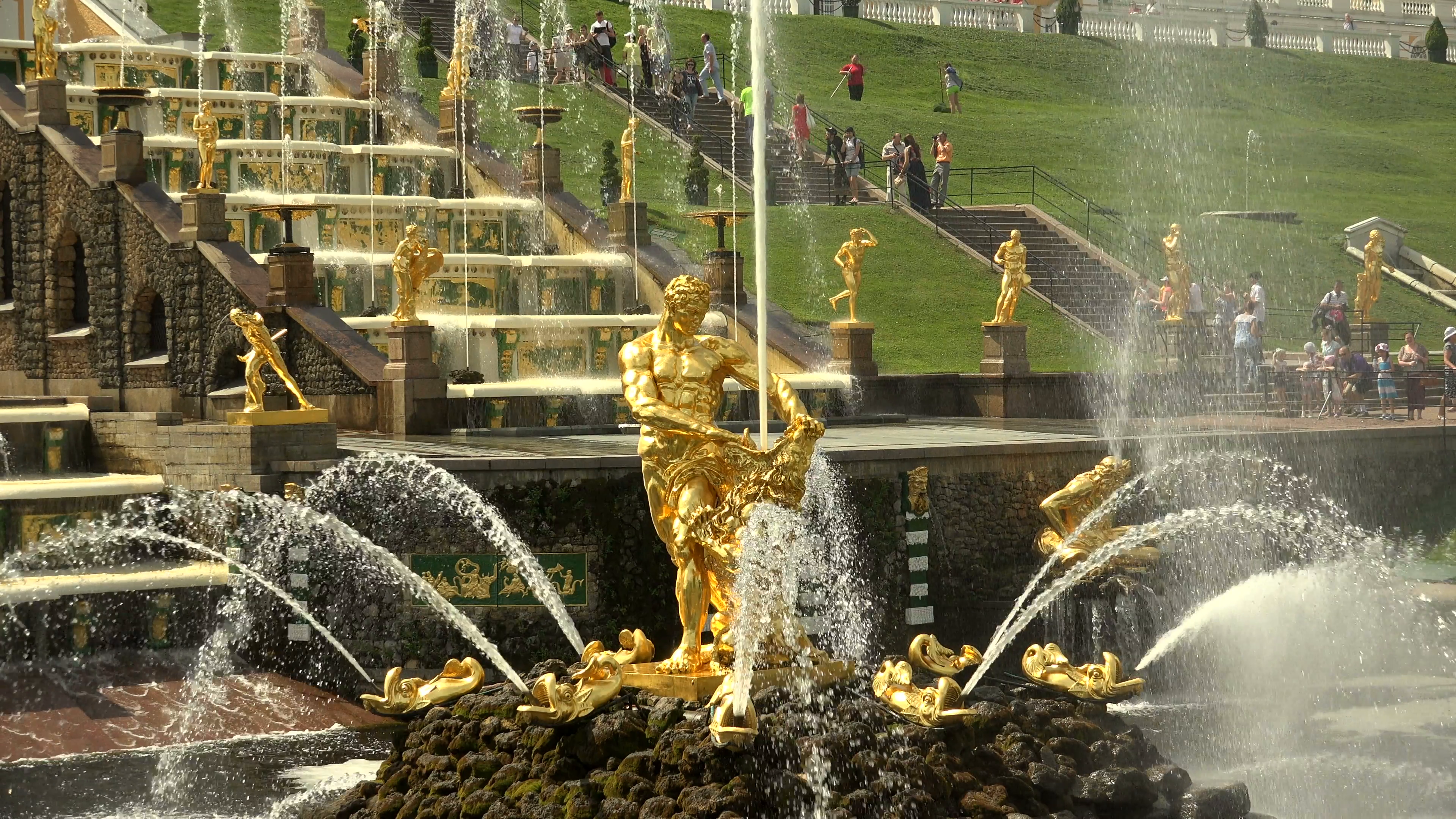 Samson Fountain. Peterhof. Fountains. Petrodvorets. 4K. Stock Video ...