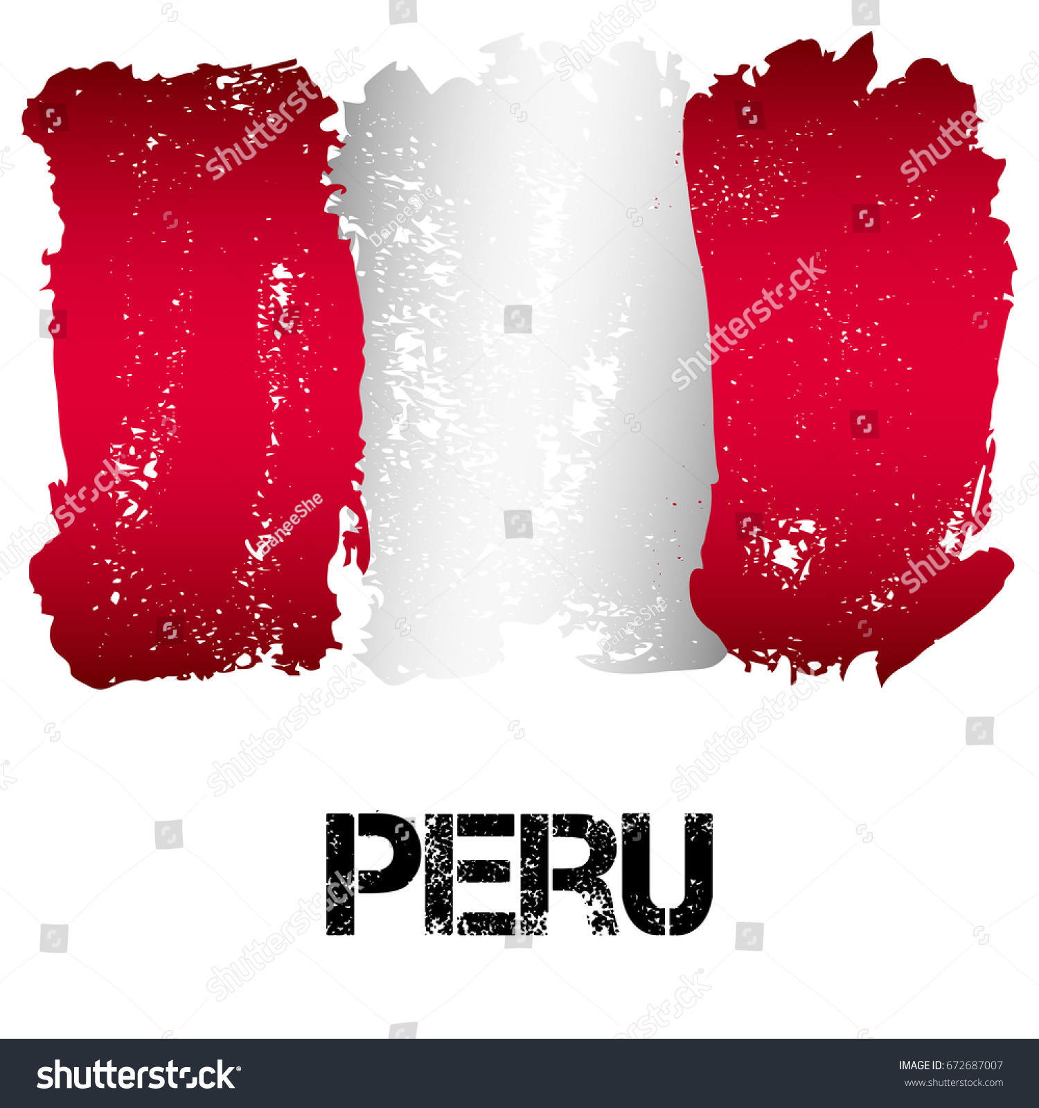 Flag Peru Brush Strokes Grunge Style Stock Vector 672687007 ...
