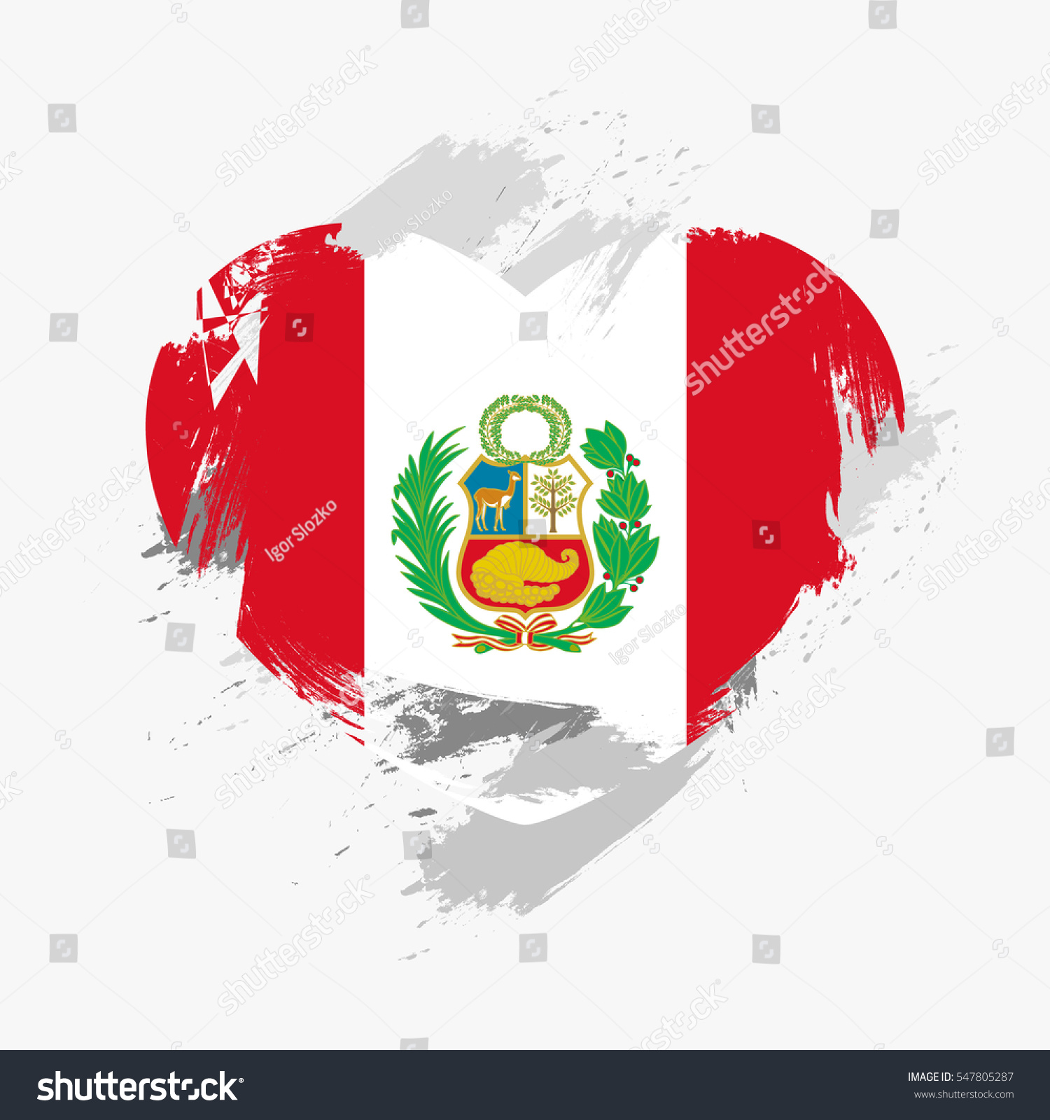 Flag Peru Isolated On Grunge Heart Stock Vector 547805287 - Shutterstock