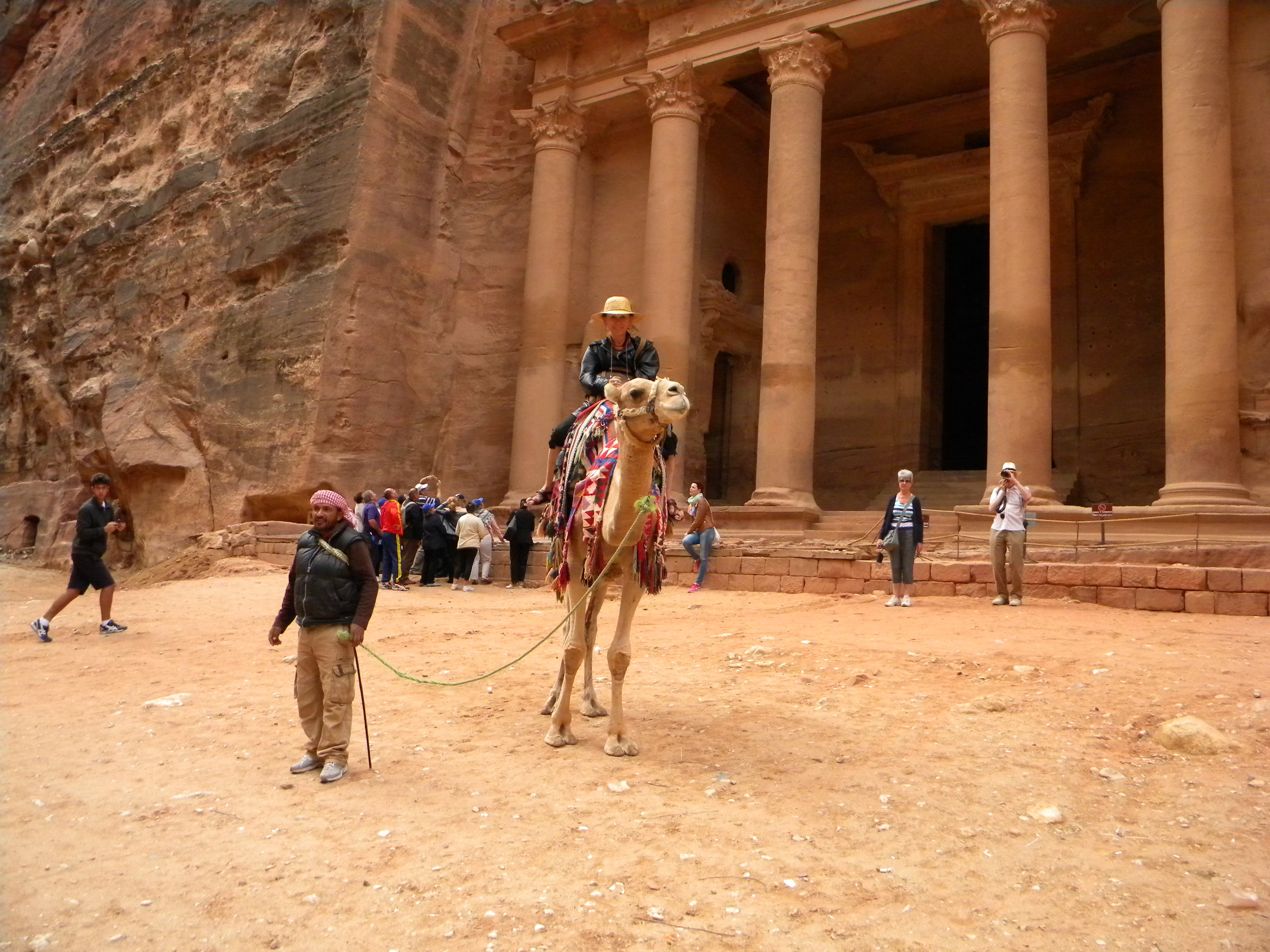 File:Jordan, Petra. Camel in front of the monument Khaznat el-Faroun ...