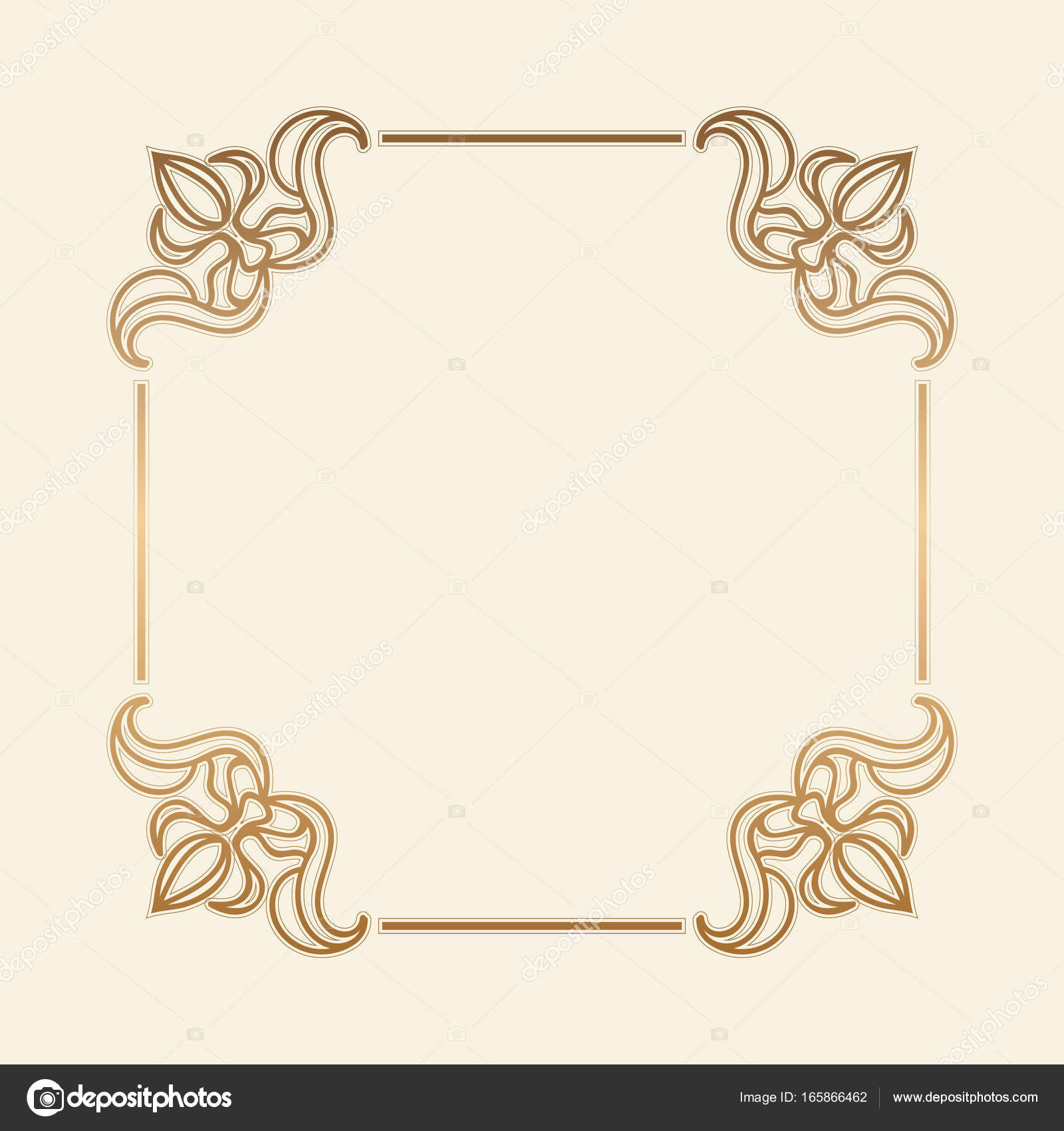 Gold frame. Beautiful simple golden design. Vintage style decorative ...