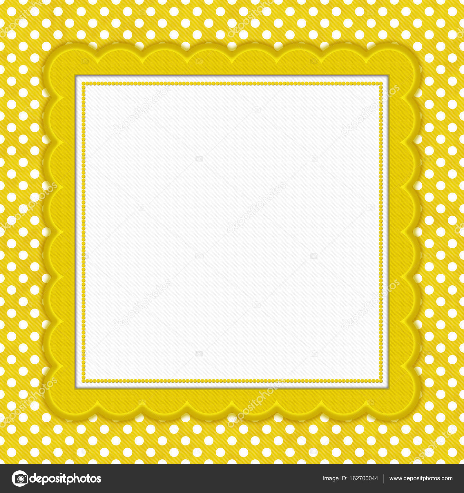 Yellow and white polka dot square border with copy space — Stock ...