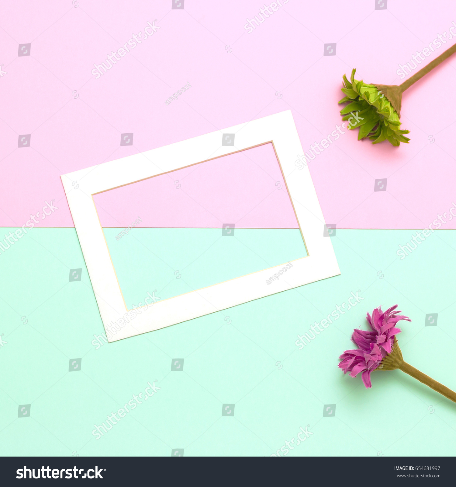 Empty Frame Flowers Flat Lay On Stock Photo 654681997 - Shutterstock