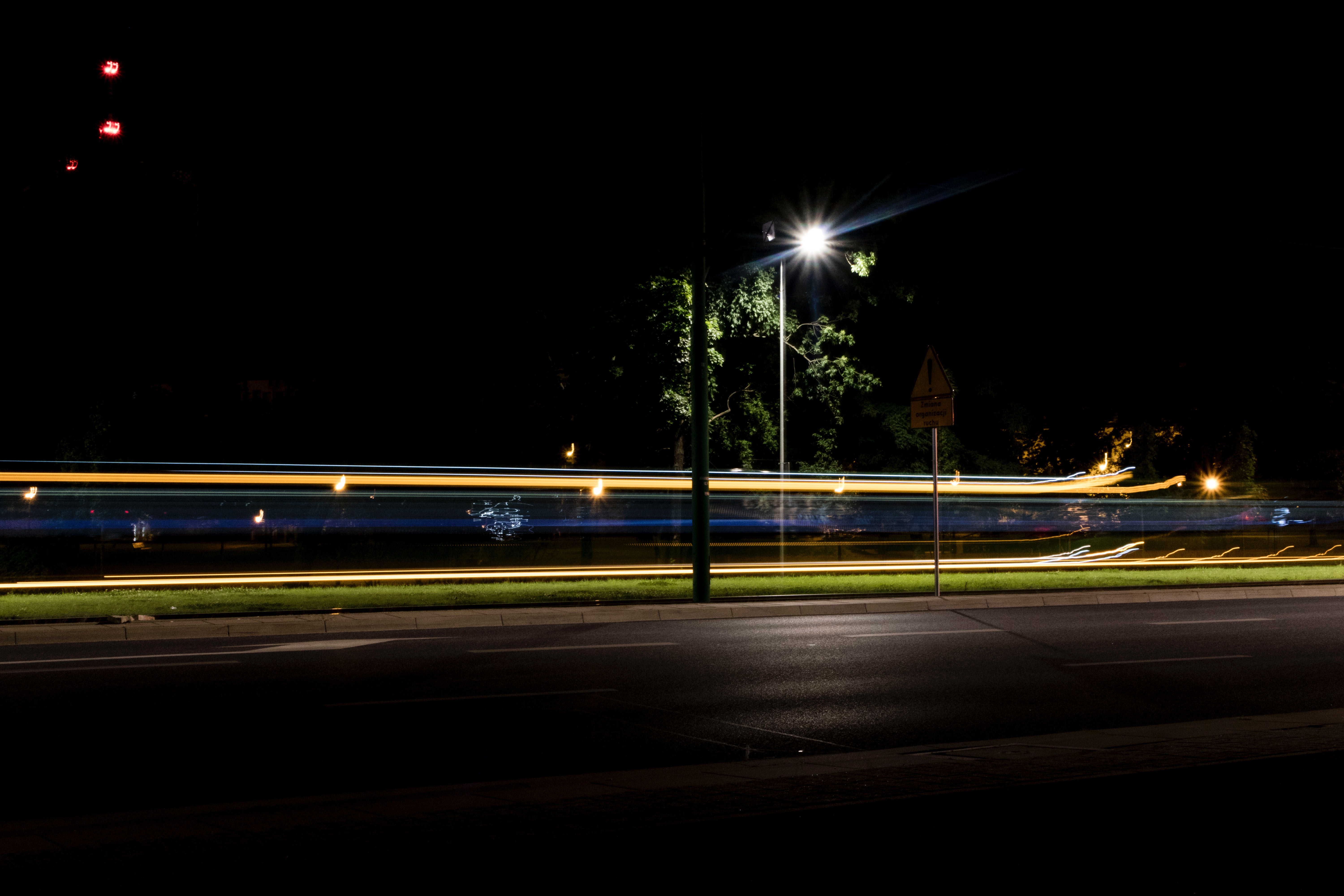 Photo of black lamp post during nighttime