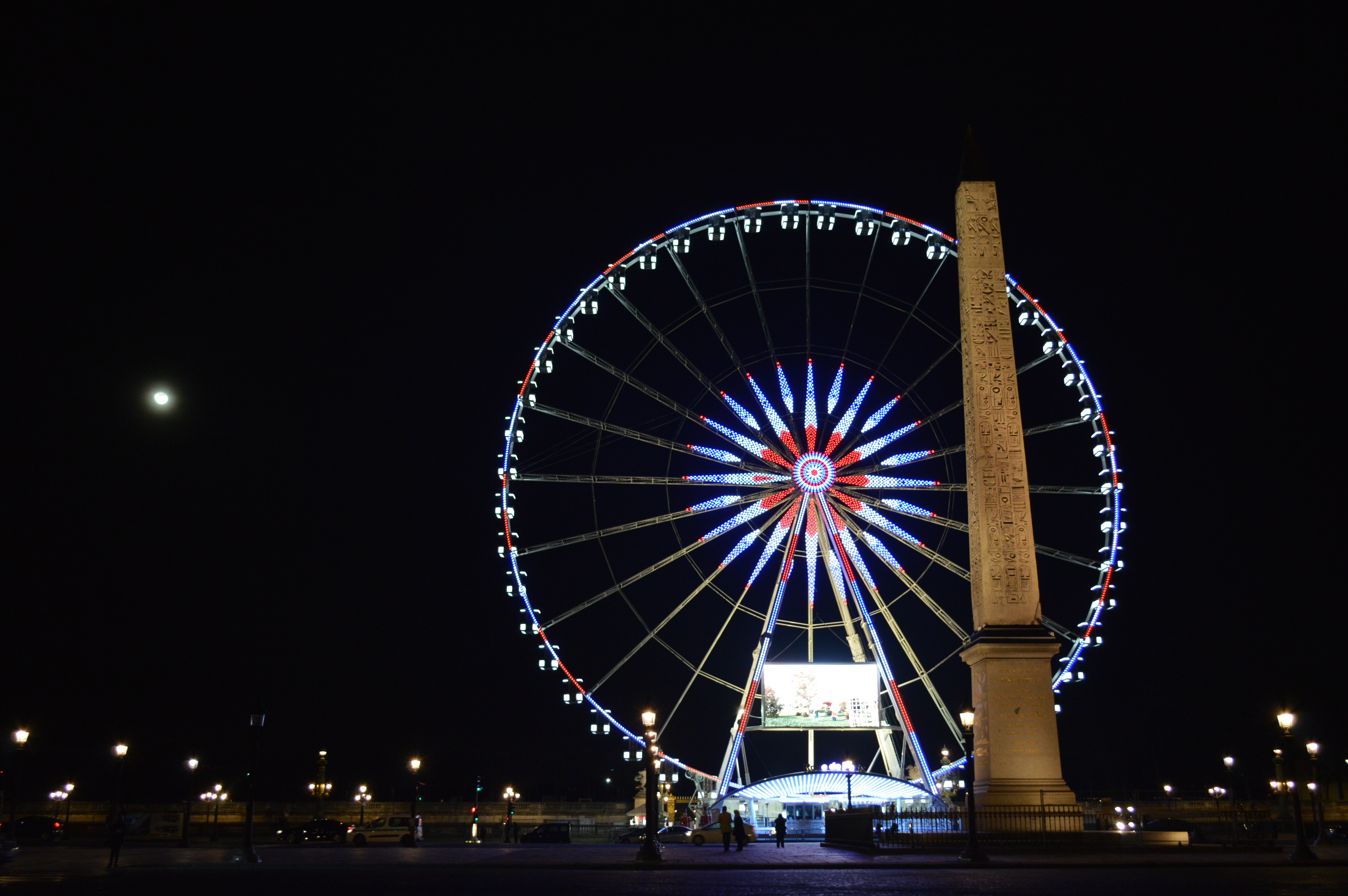 Photo of London Eye, London Near Brown Concrete Monument during Night Time, Amusement park, Moon, Time-lapse, Theme park, HQ Photo
