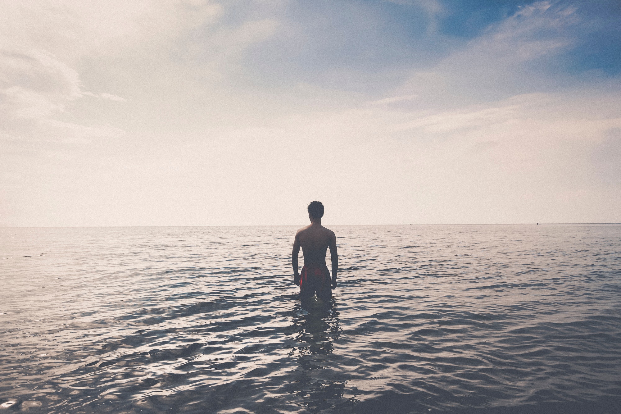 Photo of Man on the Beach, Back view, Ripples, Tranquil, Standing out, HQ Photo