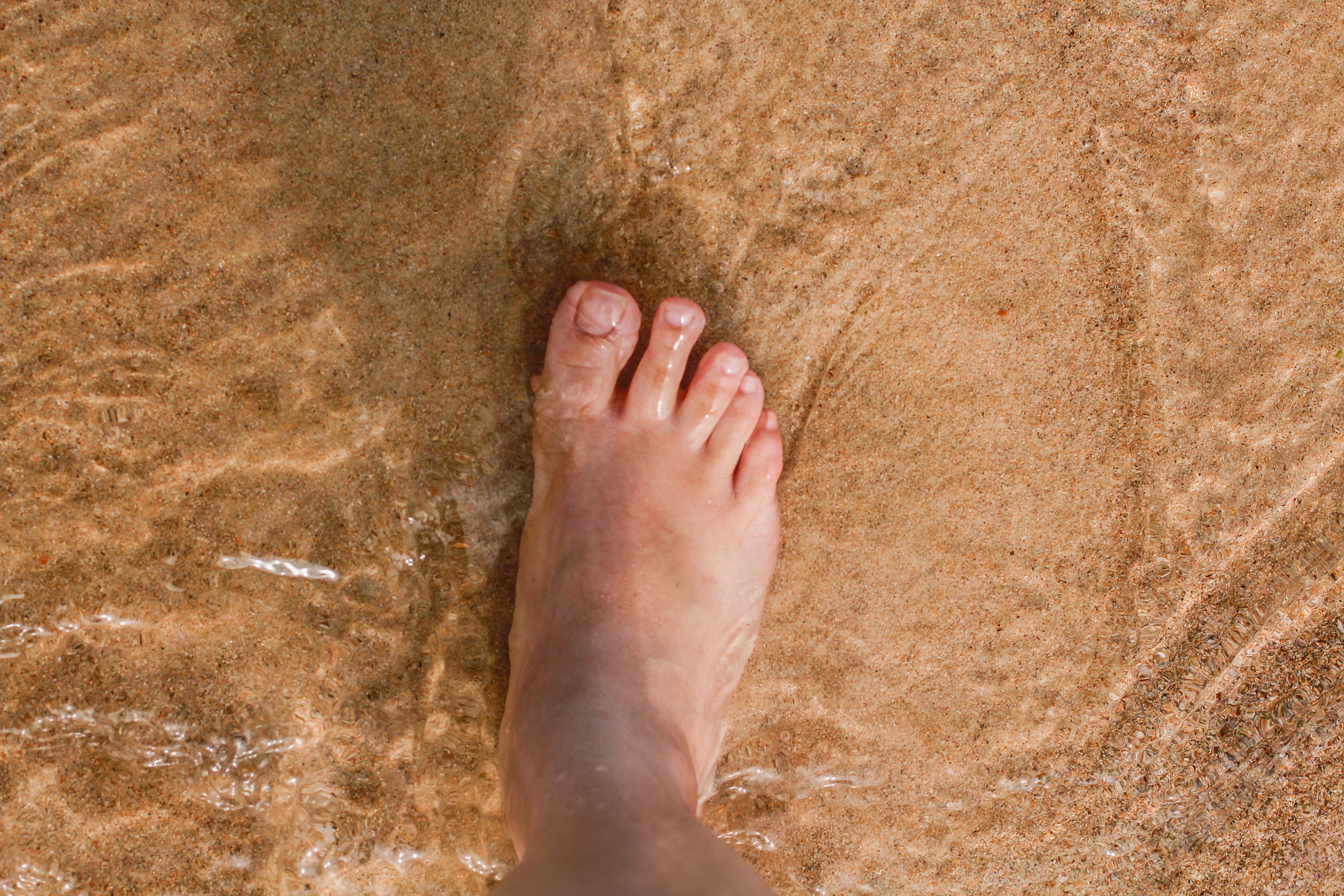 Photo of Person Right Foot, Adult, Beach, Foot, Footprint, HQ Photo