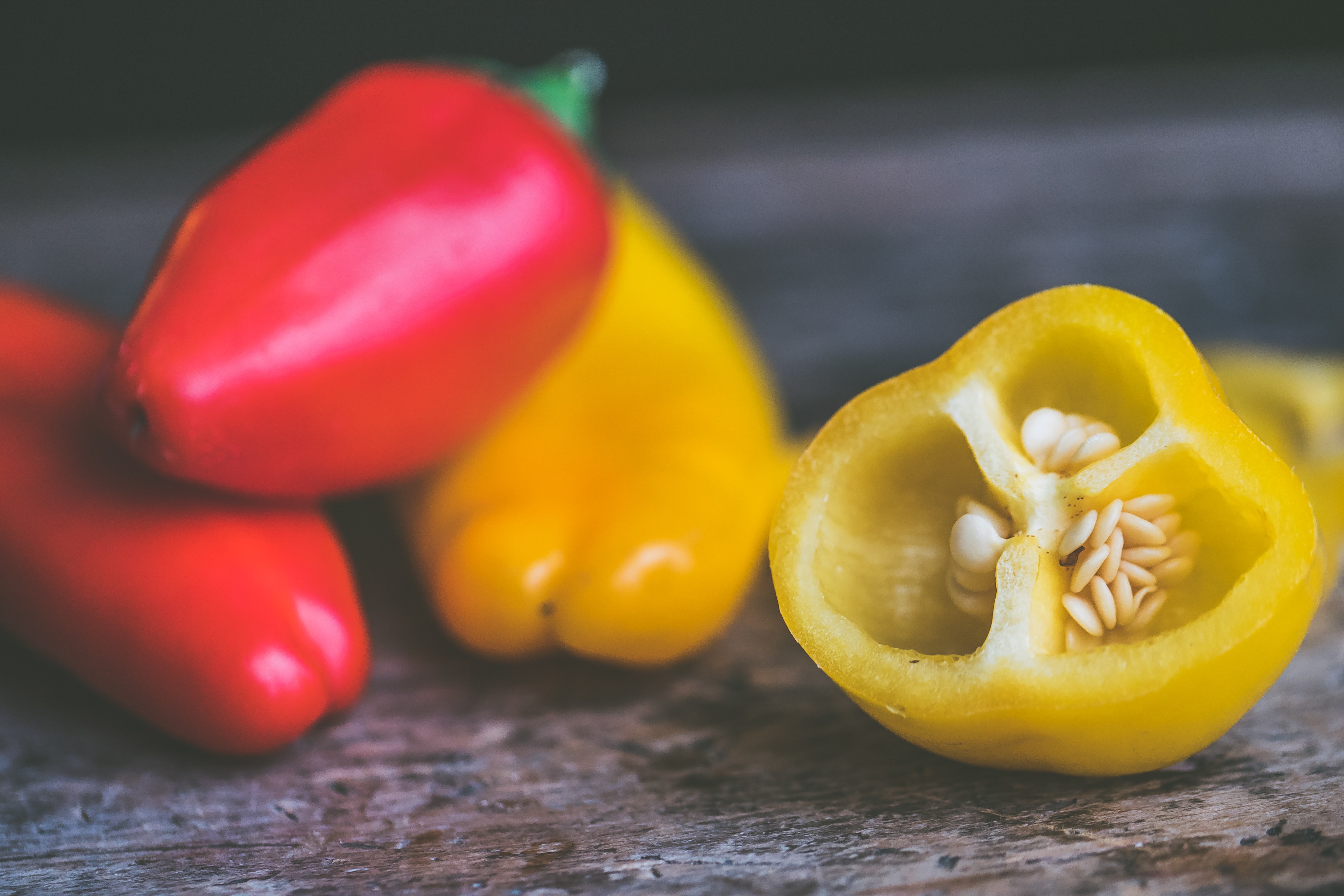 Photo of red and yellow peppers