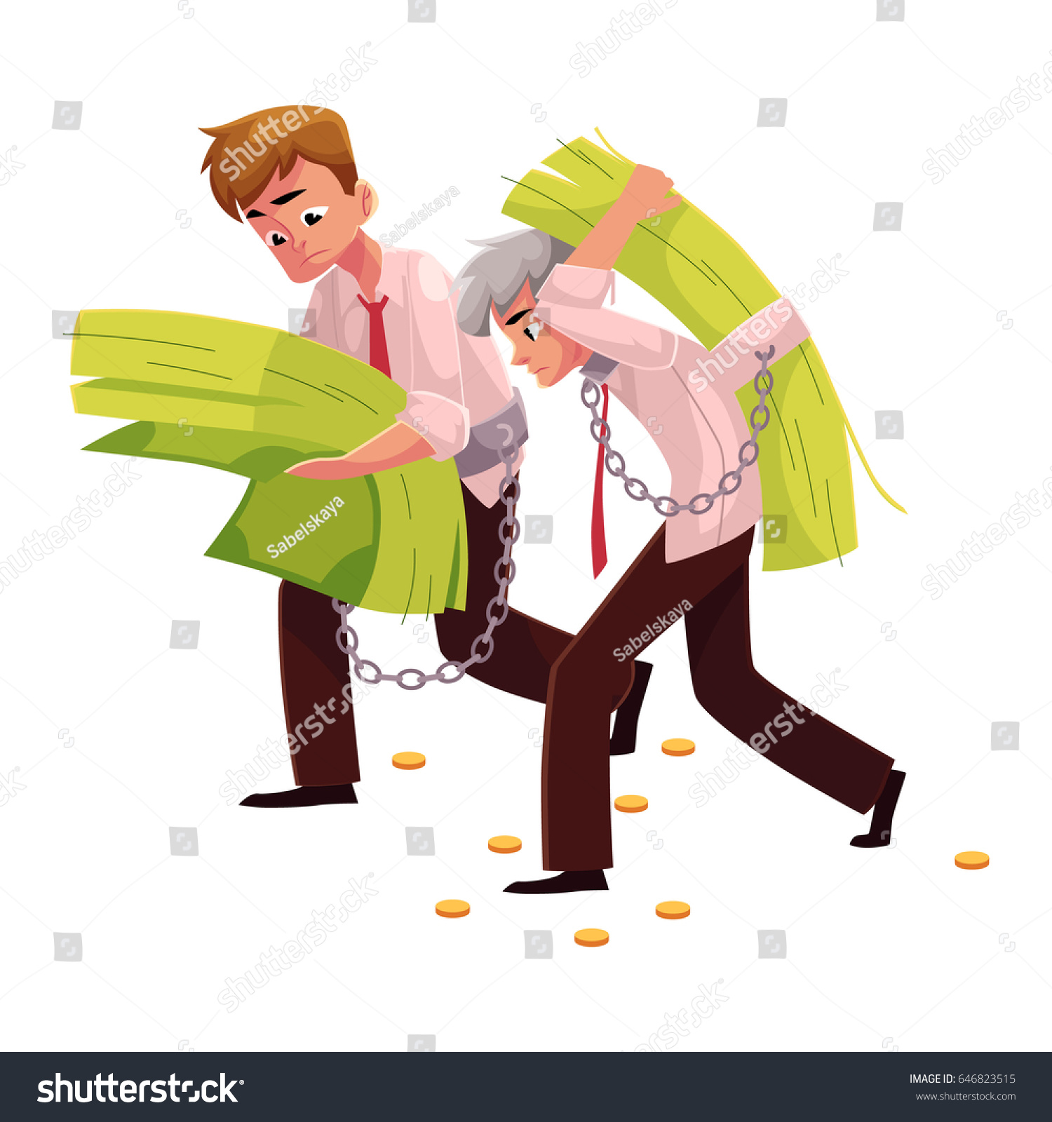 Two Men Young Old Carrying Huge Stock Vector 646823515 - Shutterstock