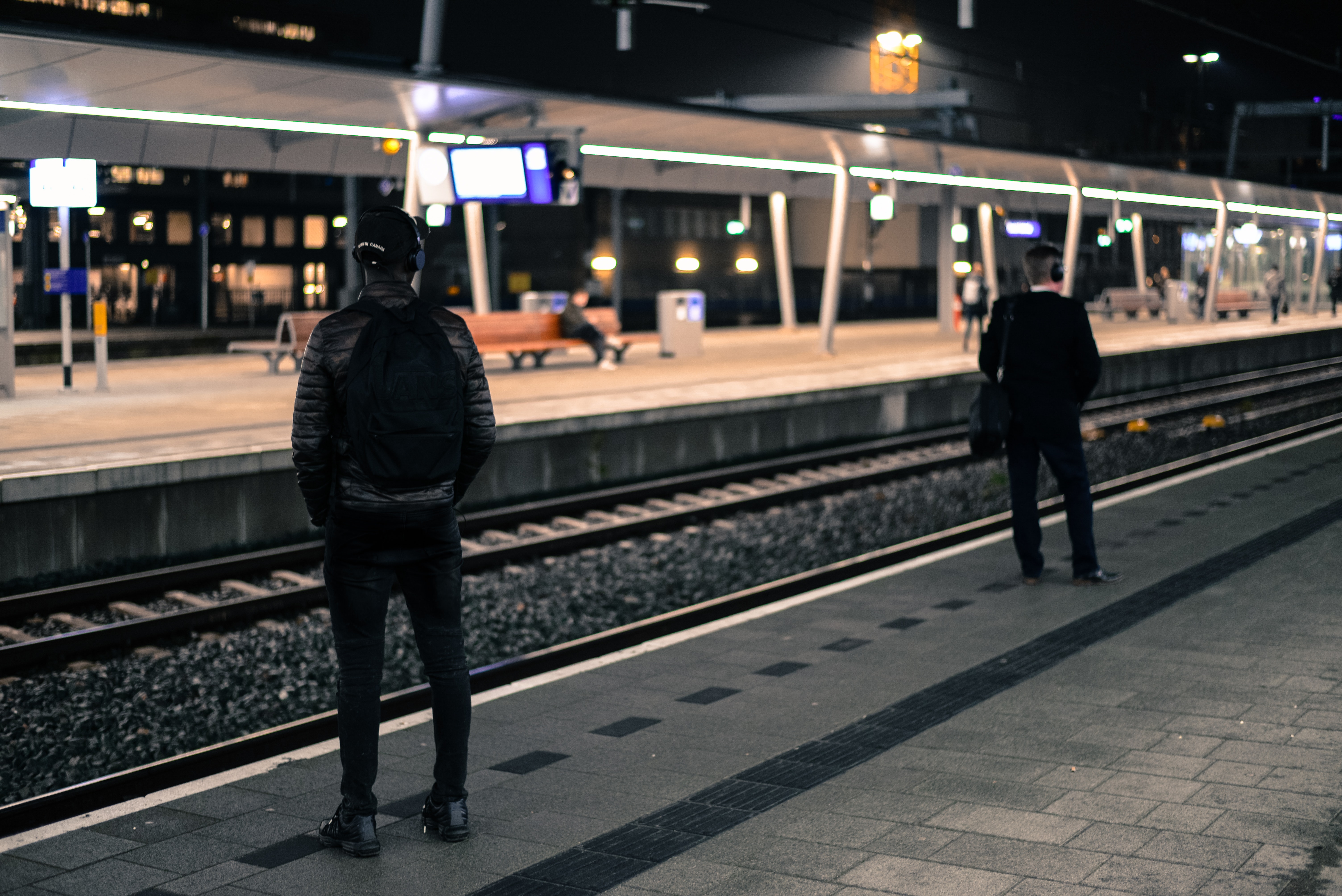 Photo of Two Men Standing Near Railway Station, Blur, Railway station, Urban, Travel, HQ Photo