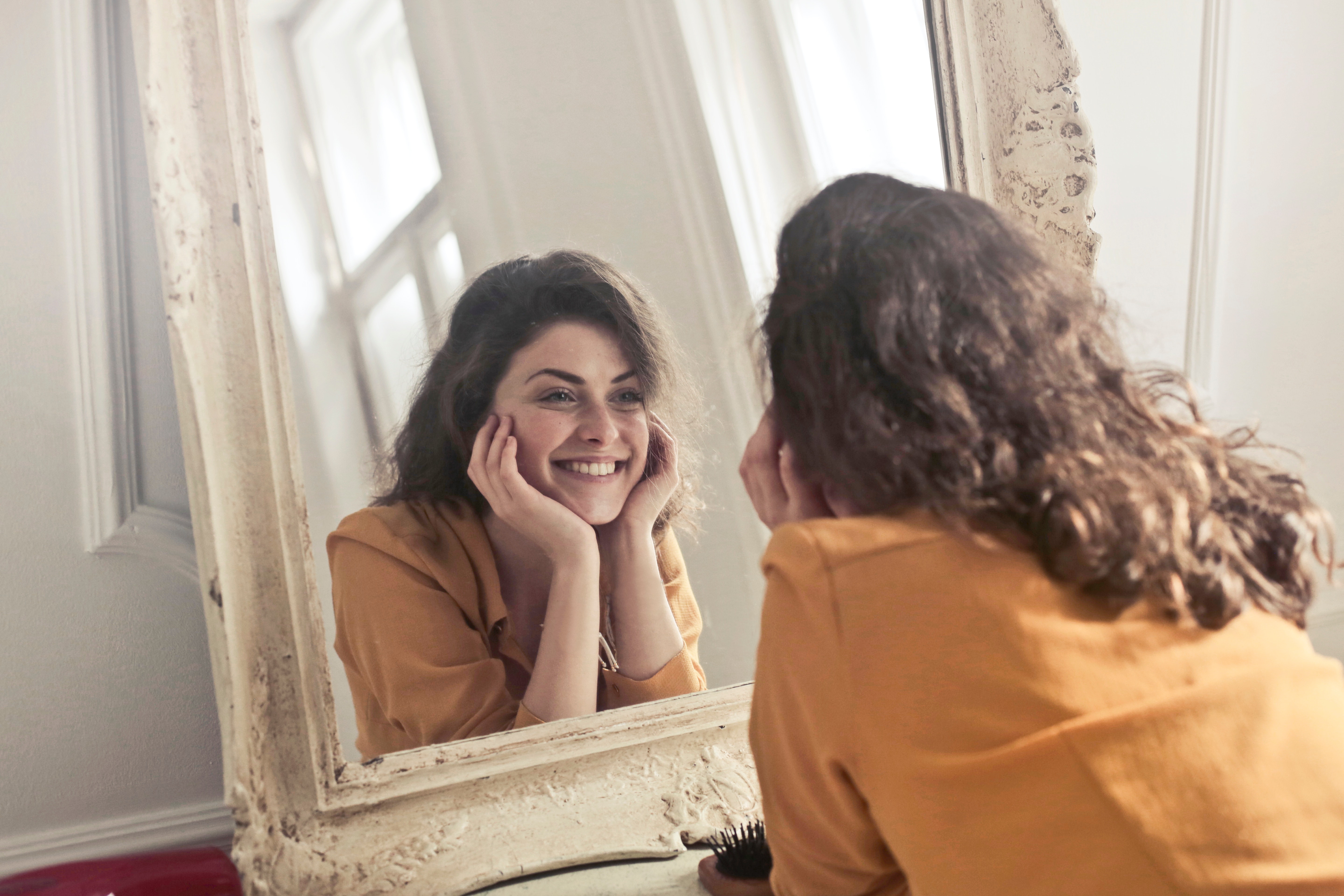 Photo of Woman Looking at the Mirror, Portrait, Woman, Wear, Vintage, HQ Photo