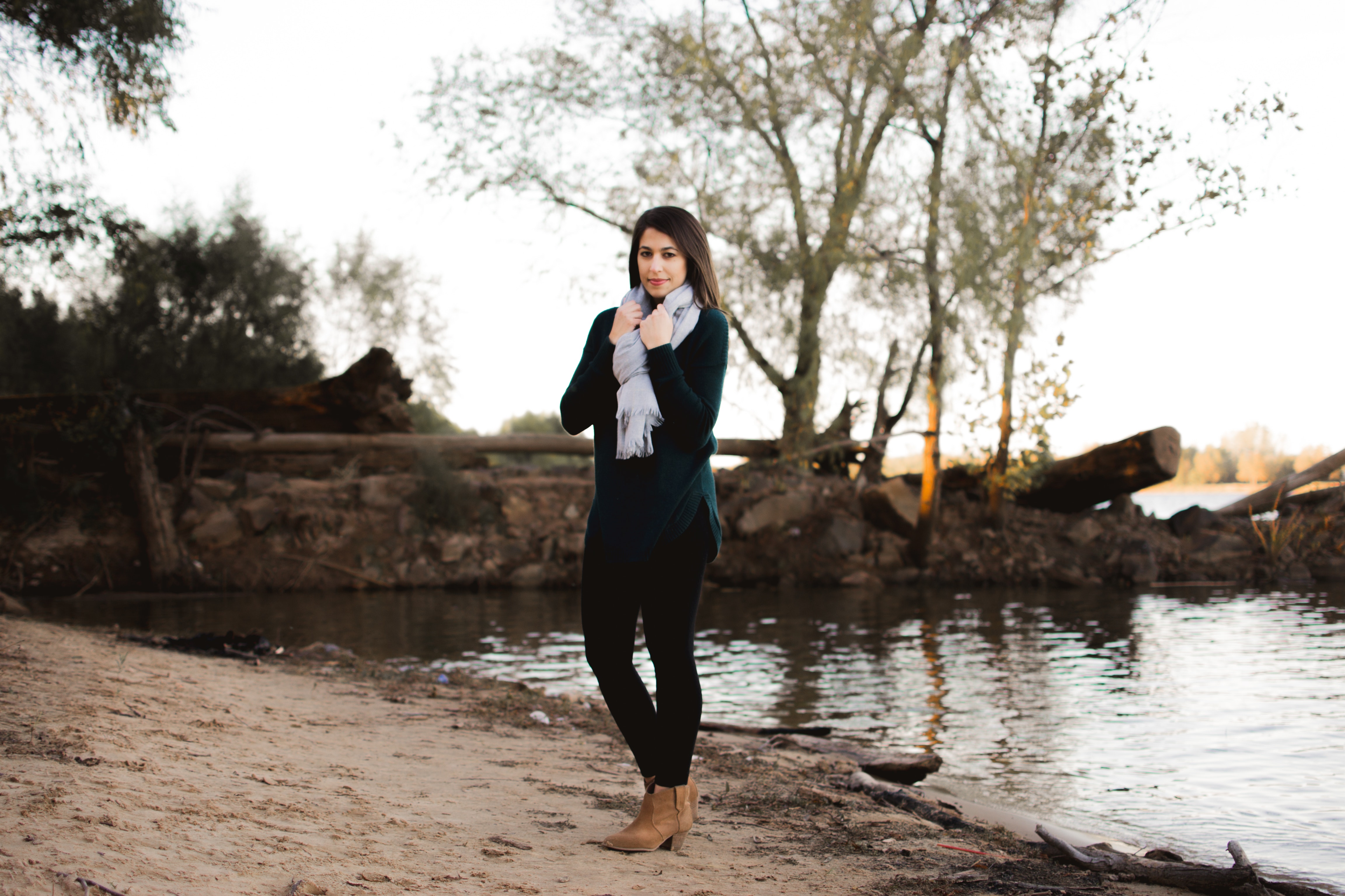 Photo of Woman Standing on the Shore, Adult, Scarf, Photoshoot, Posture, HQ Photo