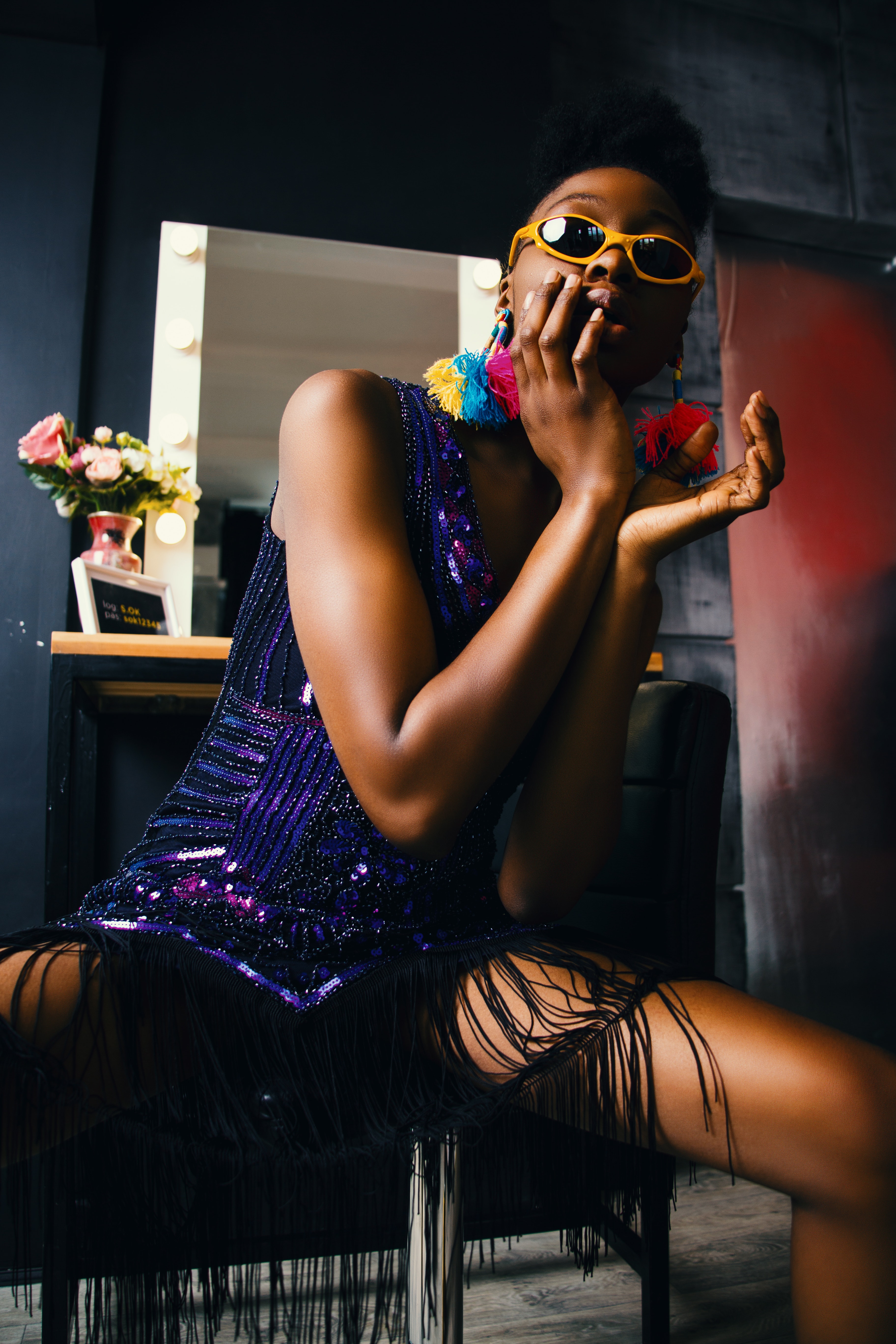 Photo of Woman Wearing Funky Dress, Adult, Hands, Sunglasses, Style, HQ Photo