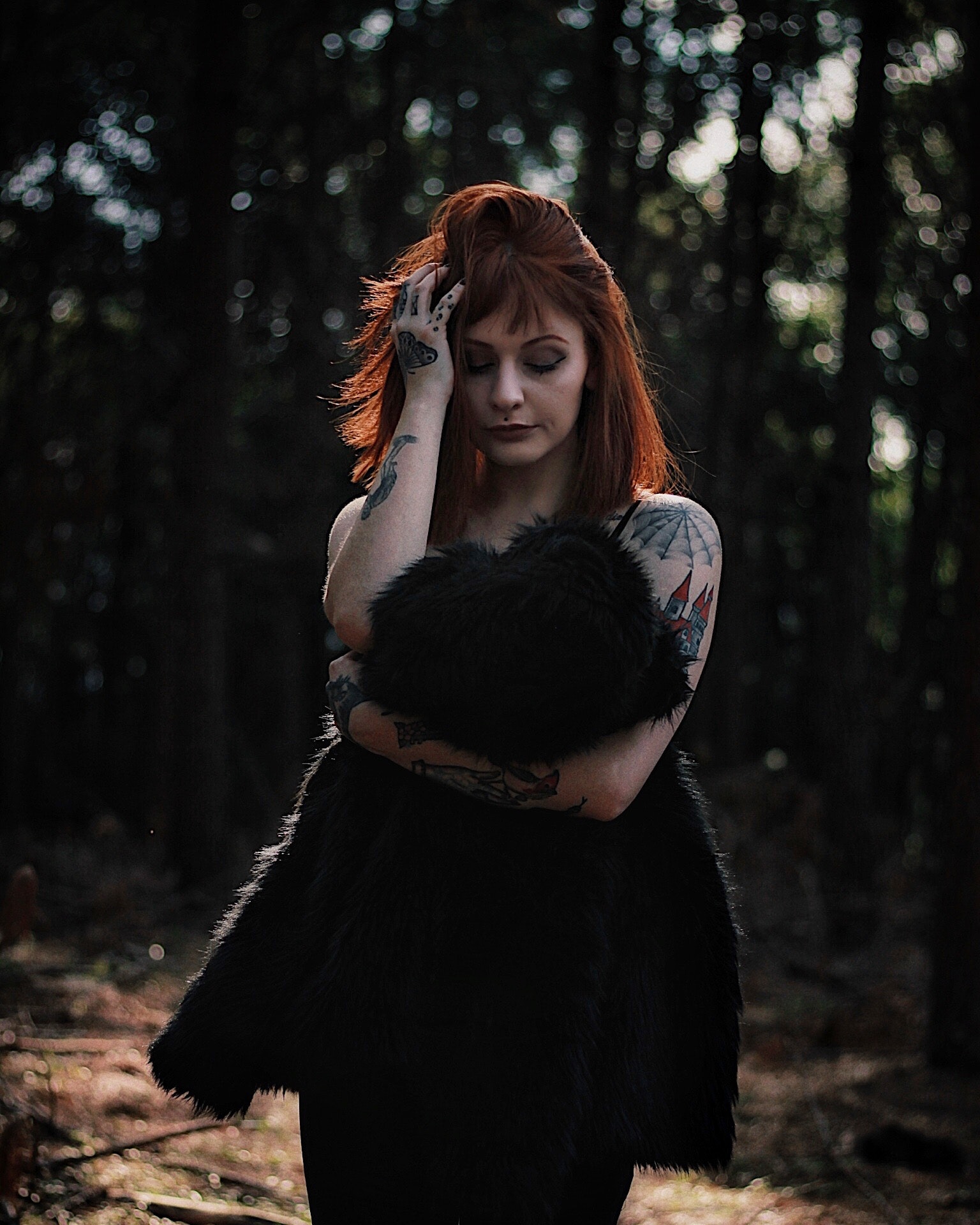 Photography of a Woman Holding Black Fur Coat, Justifyyourlove, Woman, Wear, Tattoos, HQ Photo