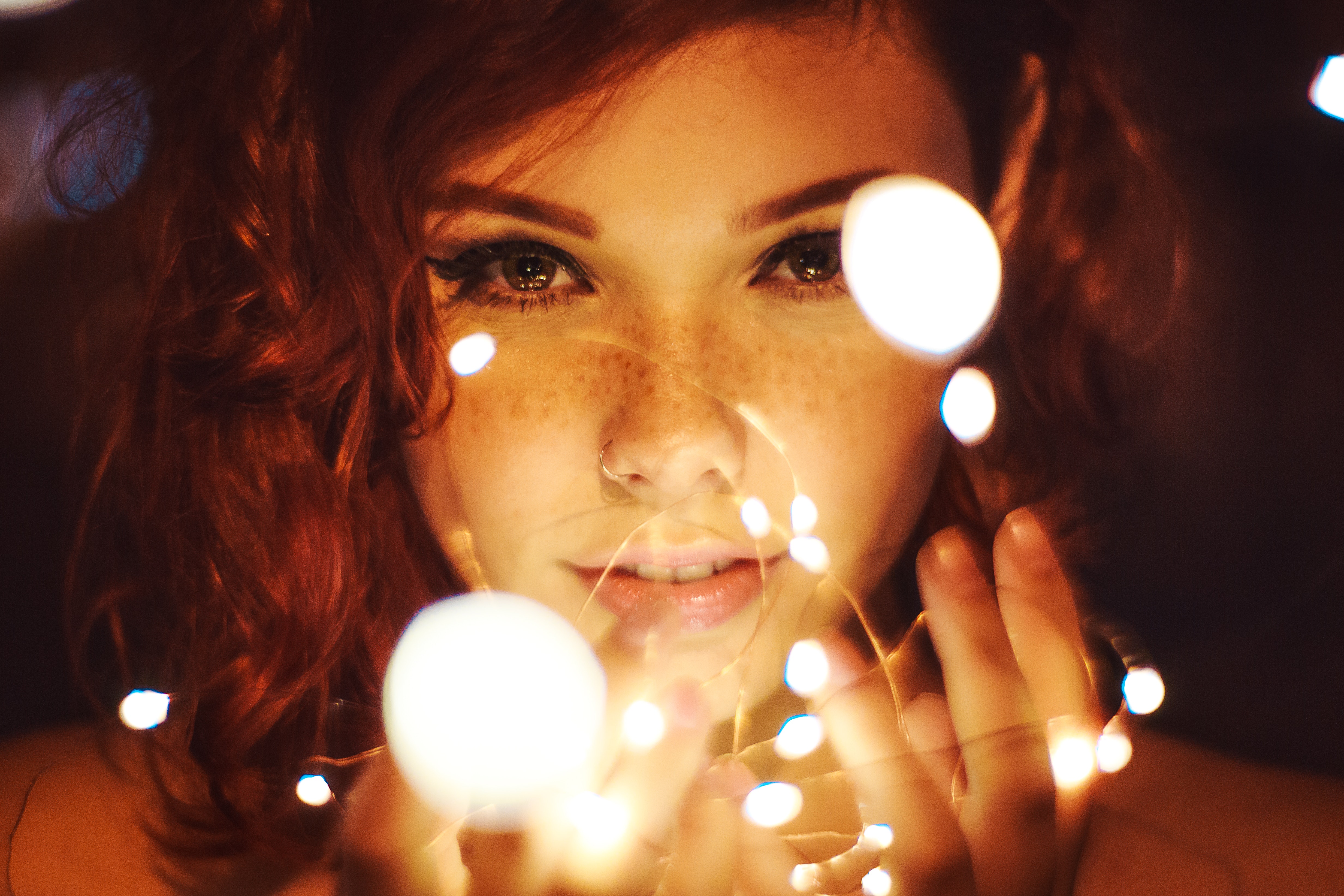 Photography of a Woman Holding Lights, Attractive, Happy, Woman, Smiling, HQ Photo