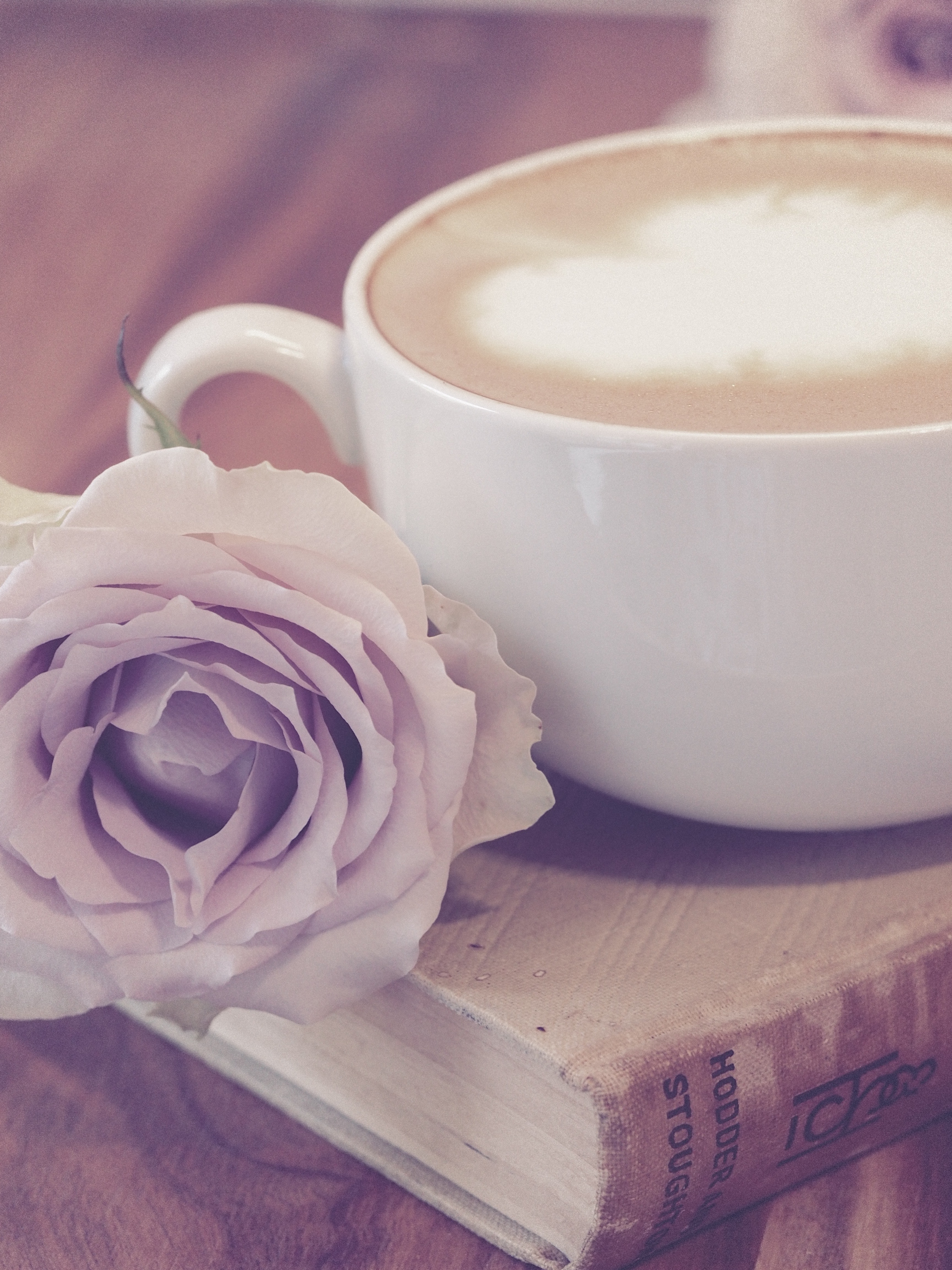 Photography of Flower Beside Coffee on Top of Book, Cream, Latte art, Latte, Hot, HQ Photo
