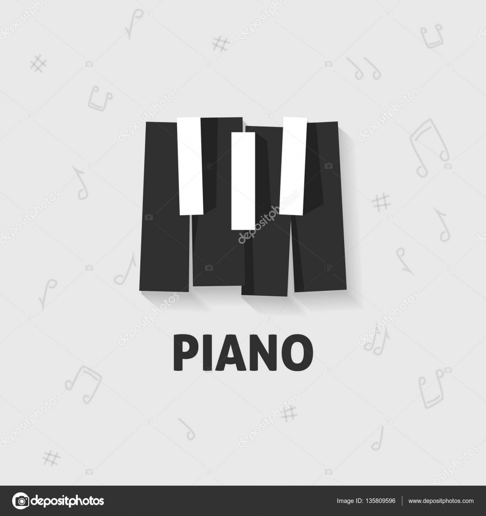 Piano keys vector flat black and white, keyboard — Stock Vector ...
