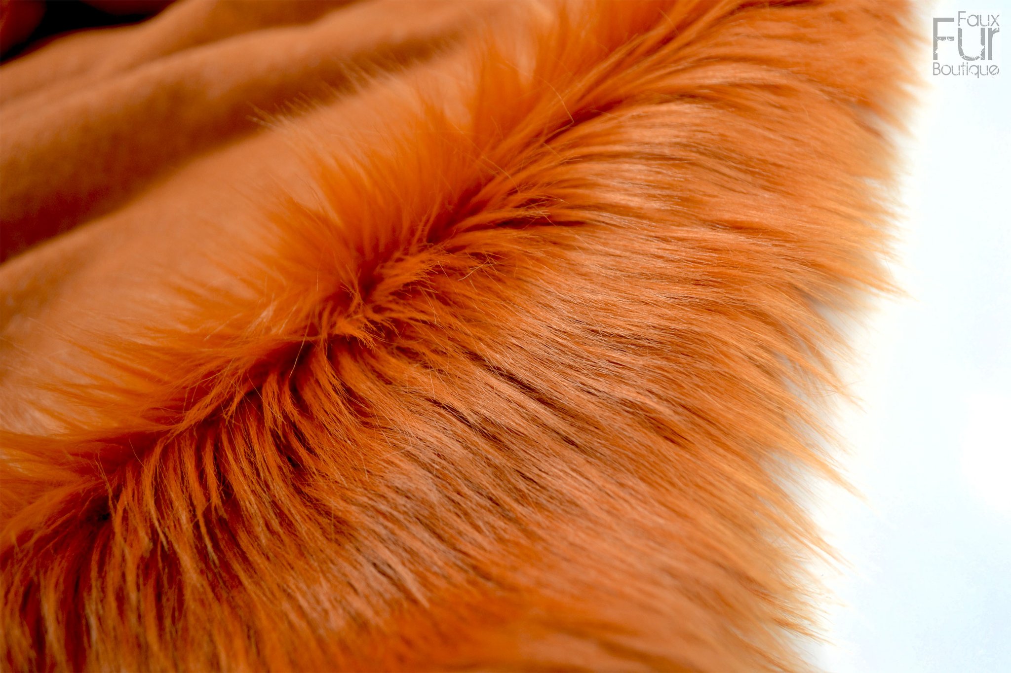 Amber luxury shag fur Amber orange long pile faux fur 2