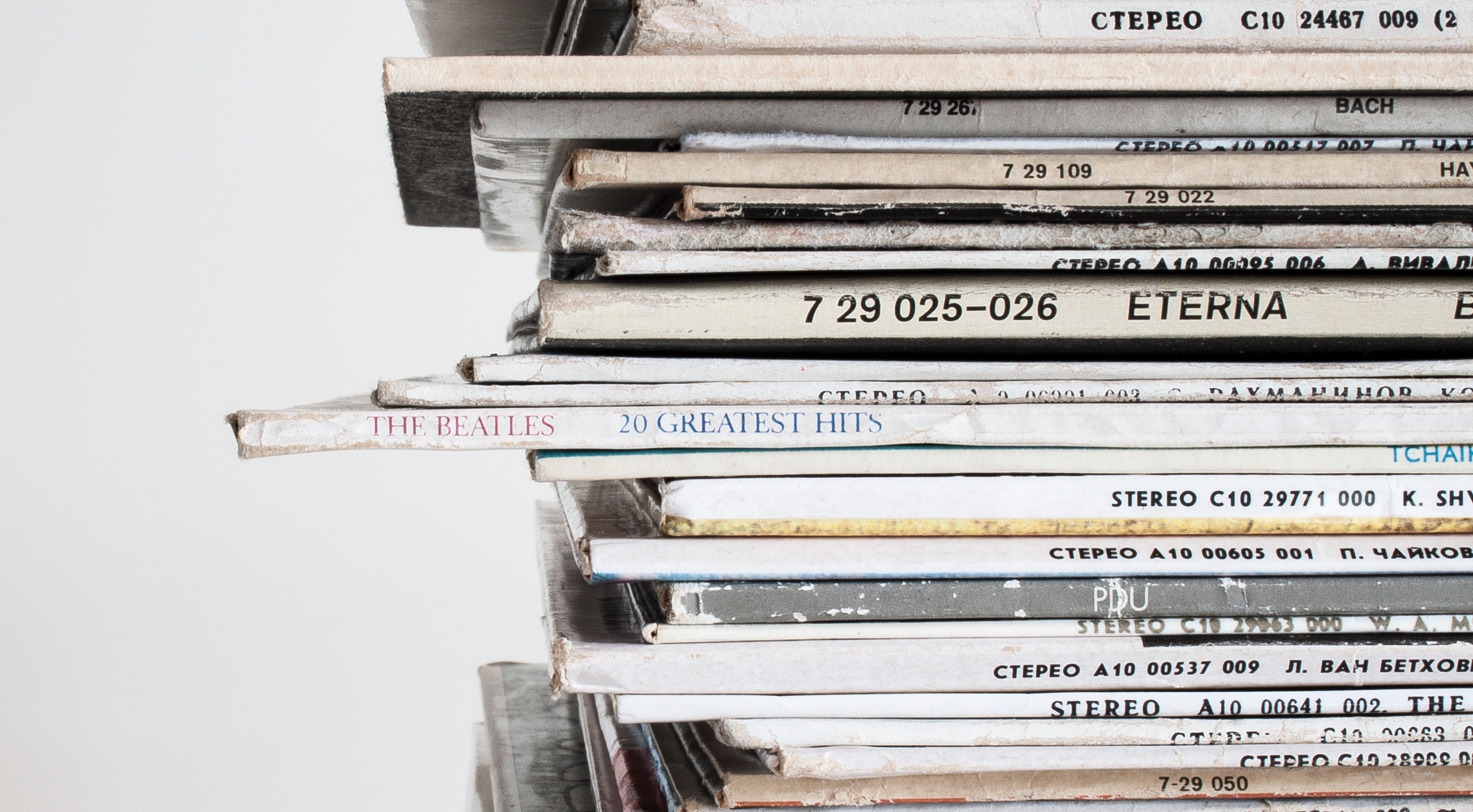 Piled Vinyl Records With White Background, Albums, Ancient, Education, Information, HQ Photo