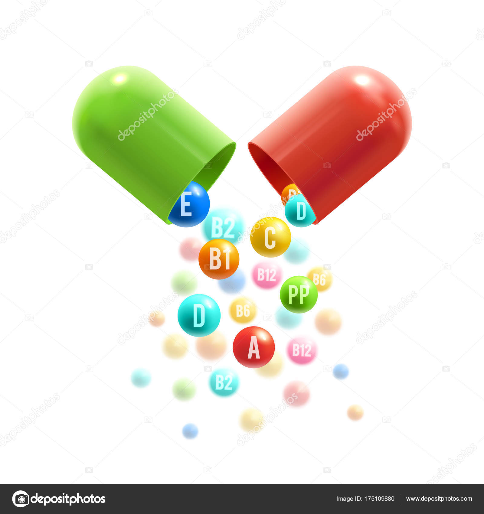Vitamin pills vector 3D capsule poster — Stock Vector © Seamartini ...