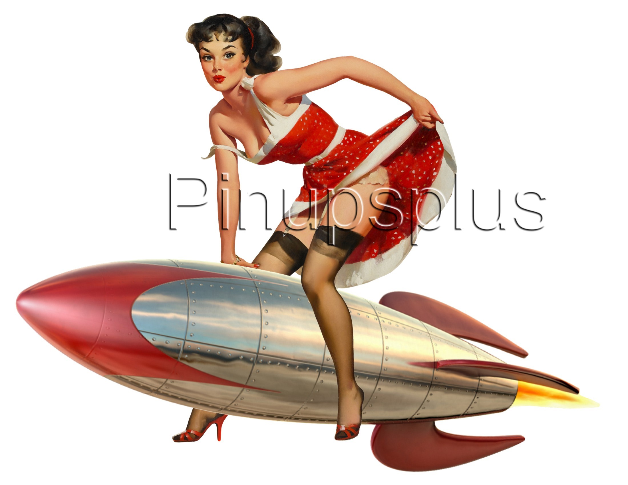 Sexy Retro Rocket Pinup Girl Waterslide Decal S870 [s870] - $4.75 ...