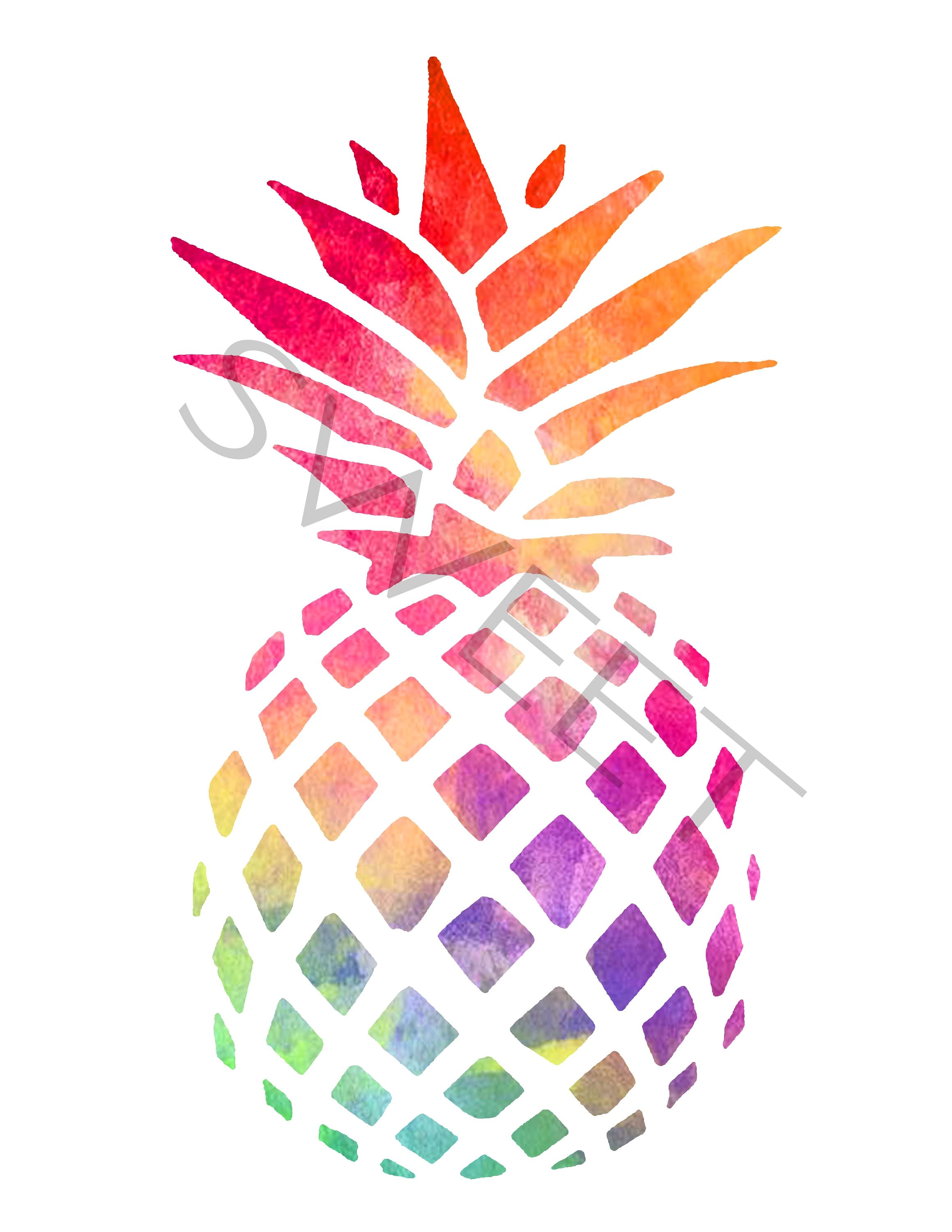 Watercolor Pineapple Print ~ Illustrations ~ Creative Market