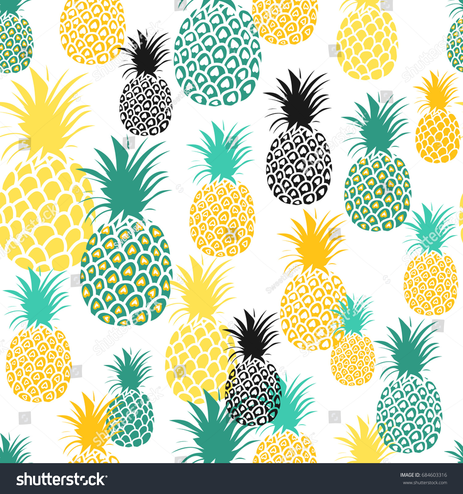 Pineapple Seamless Pattern Pineapple Background Summer Stock Vector ...