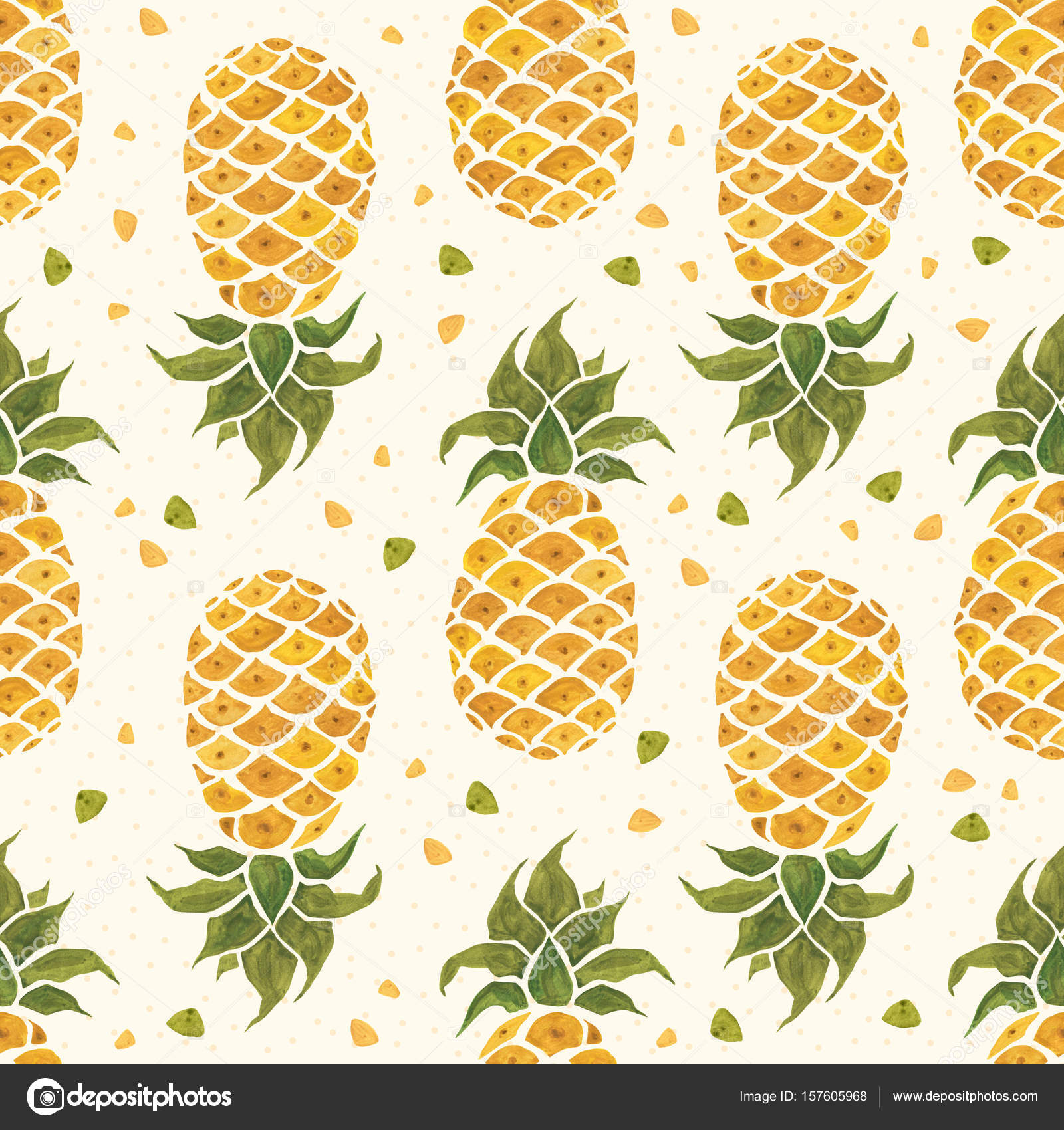 Pineapple background. Watercolor Seamless pattern. — Stock Photo ...