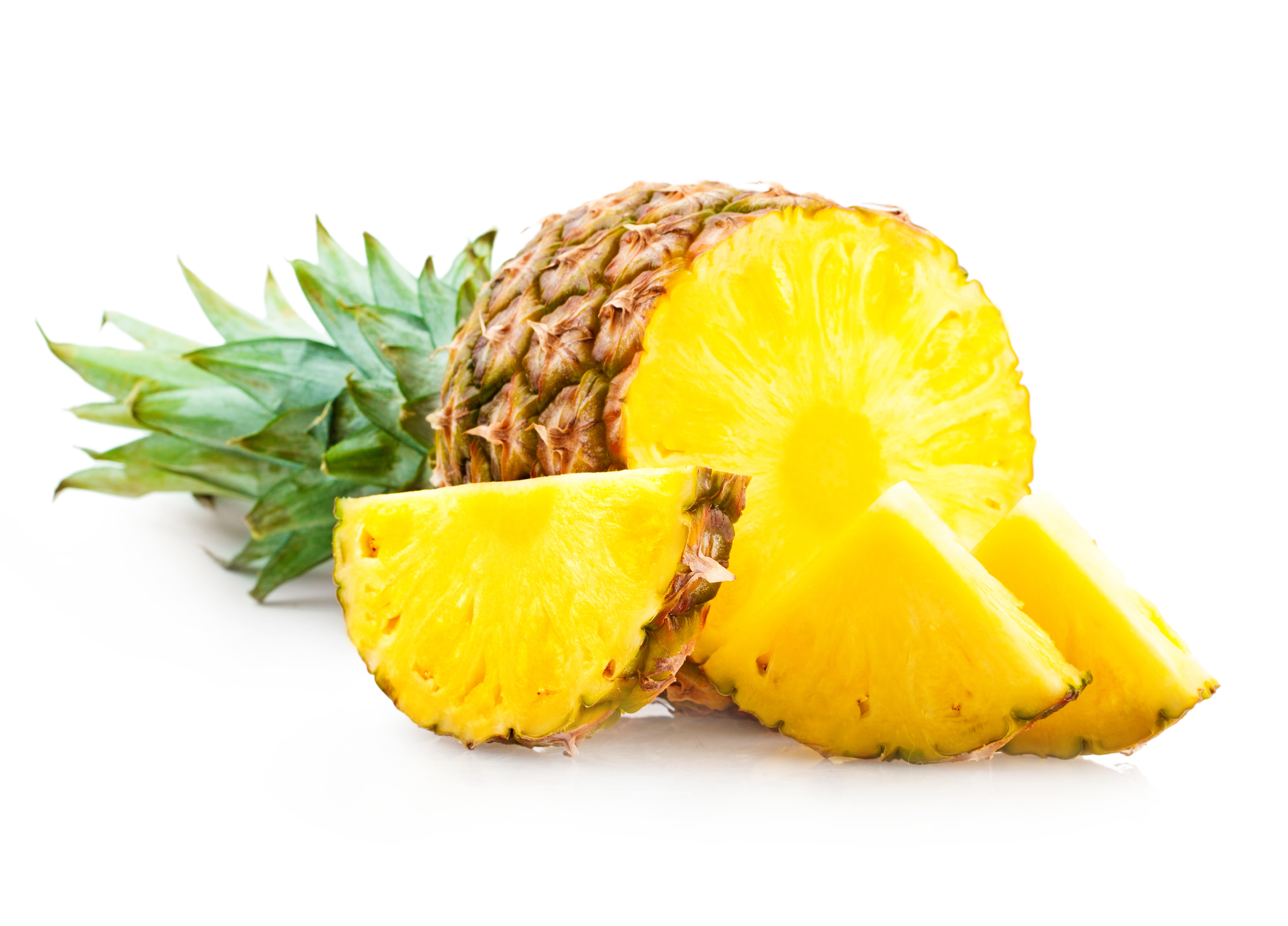 Pineapple with slices isolated on white, Ananas, Ripe, Natural, Nutrition