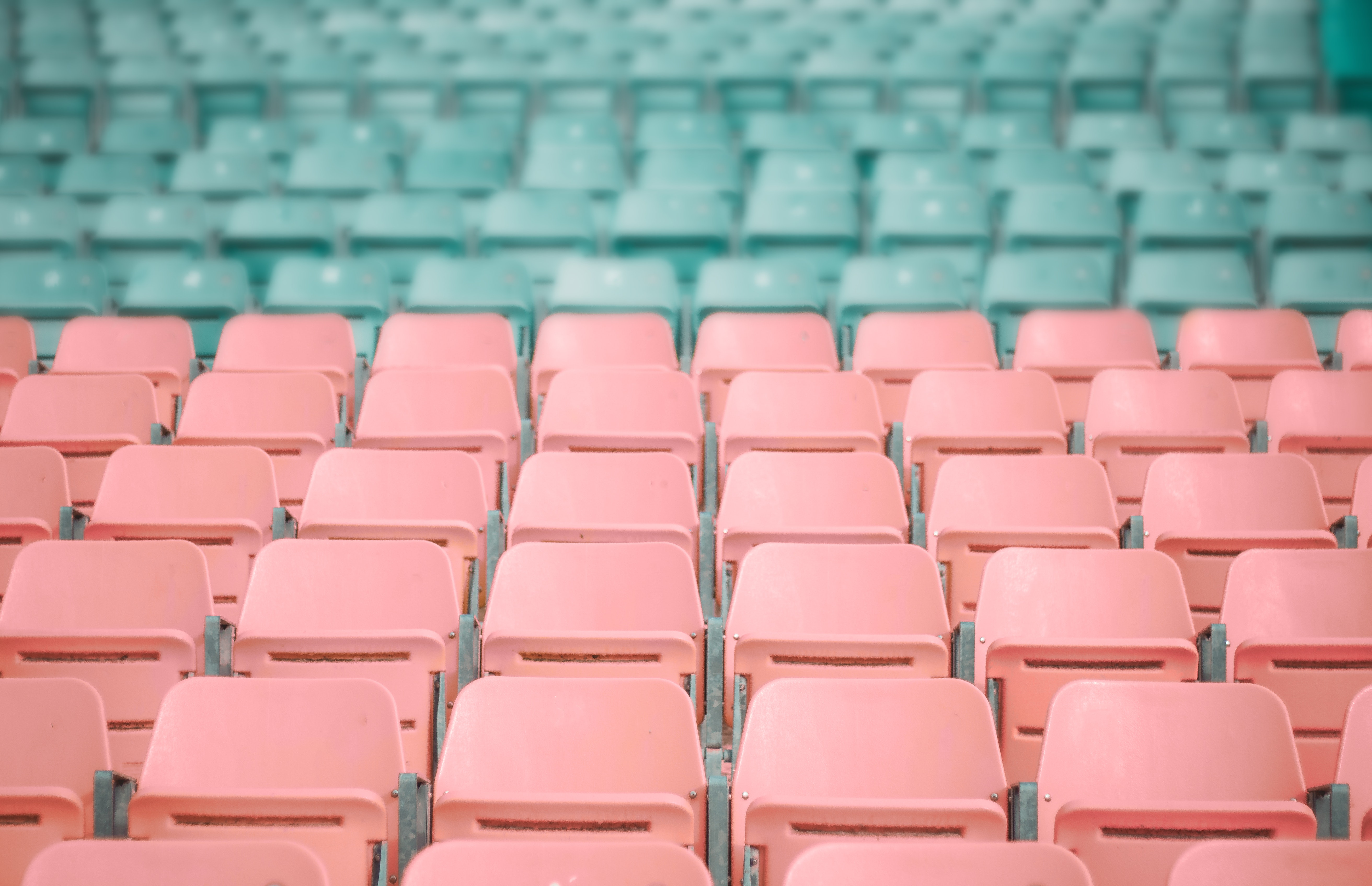 Pink and blue stadium chairs photo