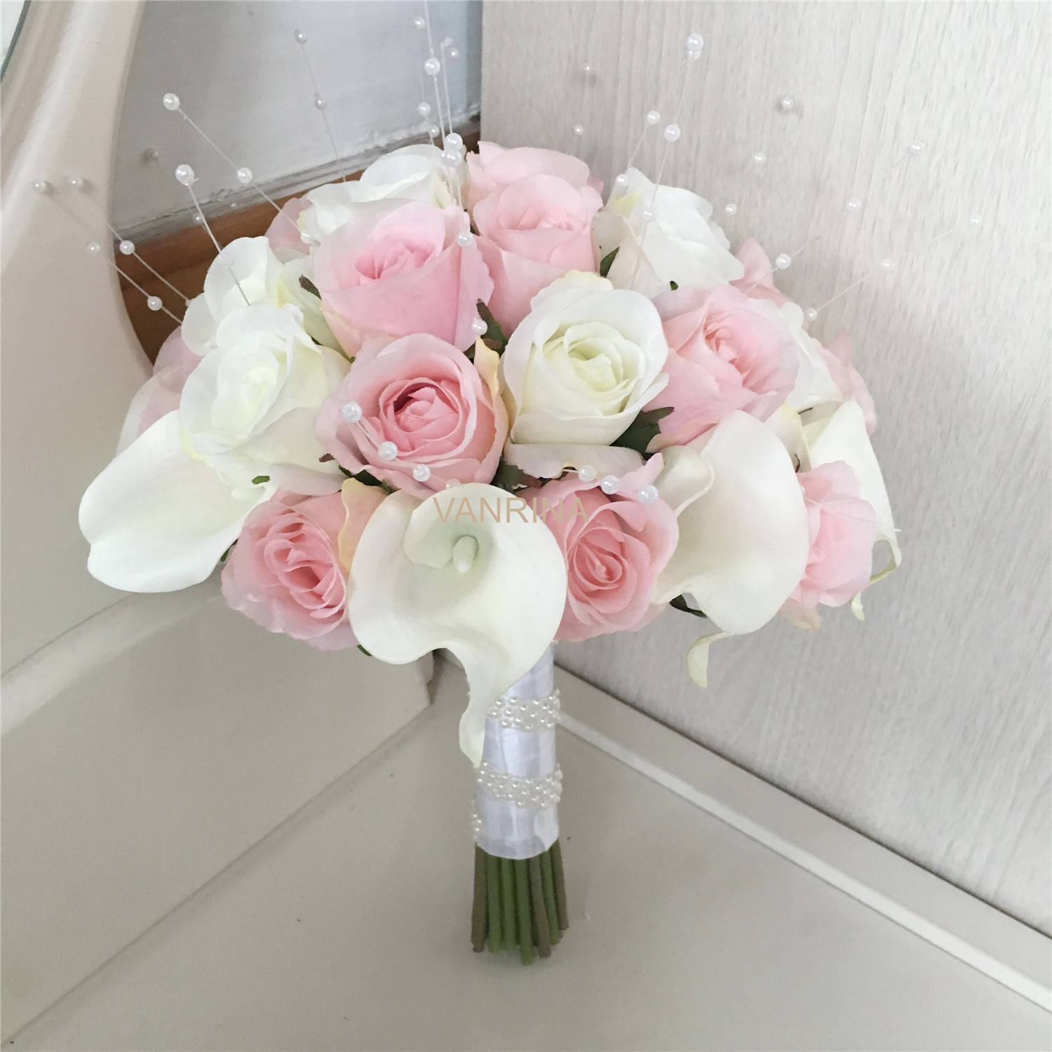 Light Pink Bouquet Cream White Bridal Bouquet White Calla
